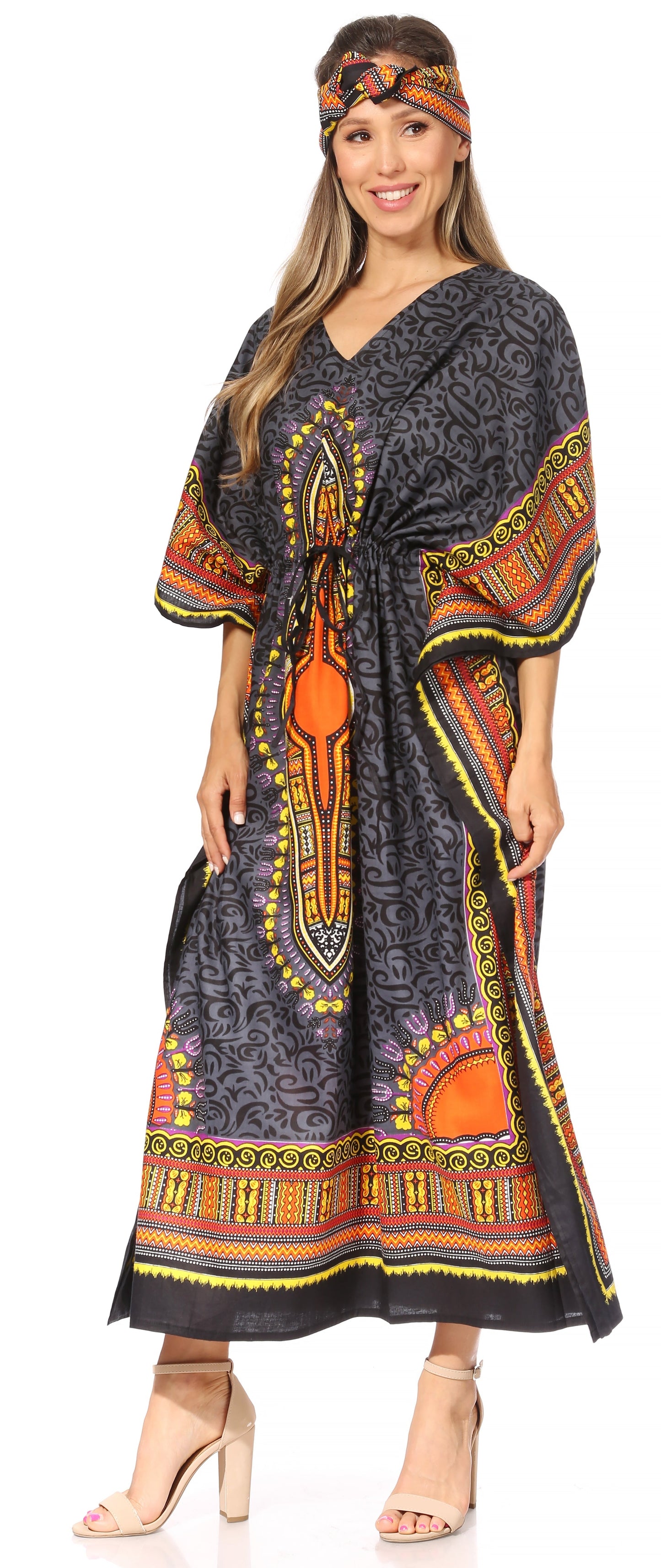 Sakkas Mera Women's Long Loose Short Sleeve Summer Casual Caftan Kaftan Dress - Concordia Style Boutique