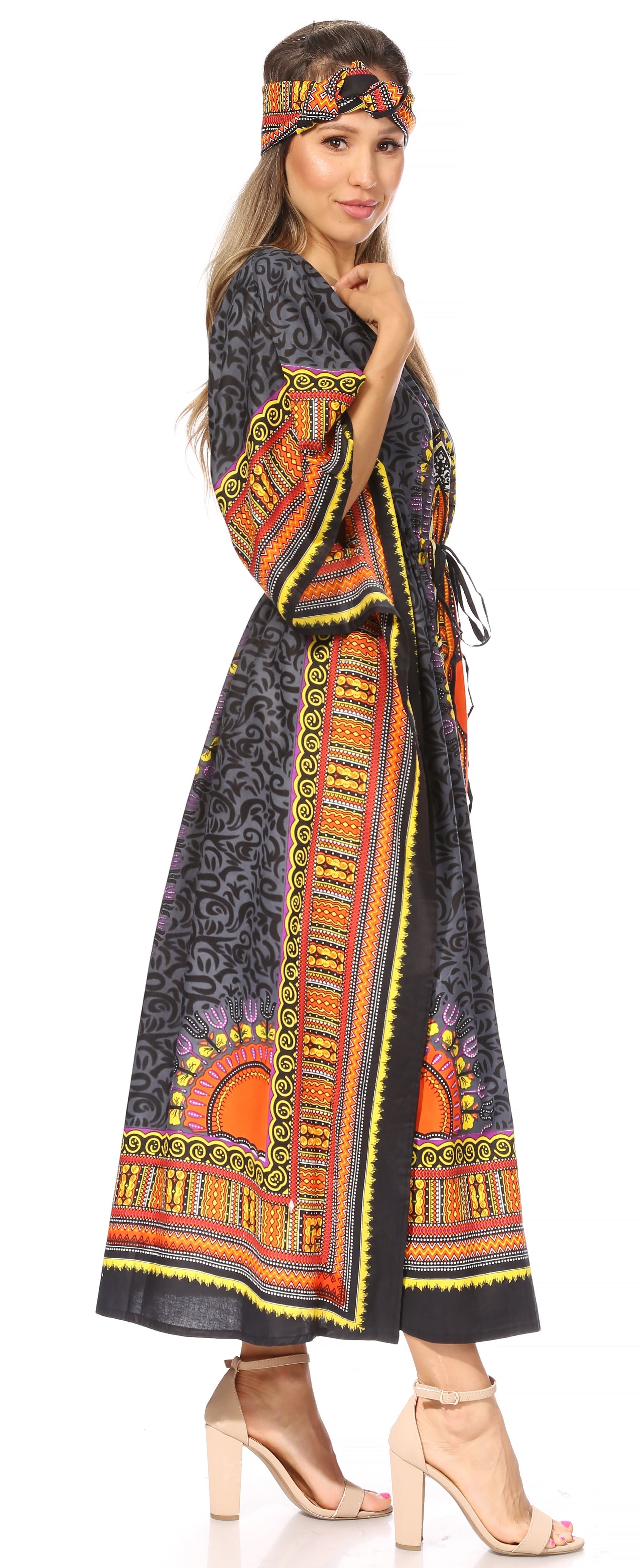 Sakkas Mera Women's Long Loose Short Sleeve Summer Casual Caftan Kaftan Dress - Concordia Style Boutique