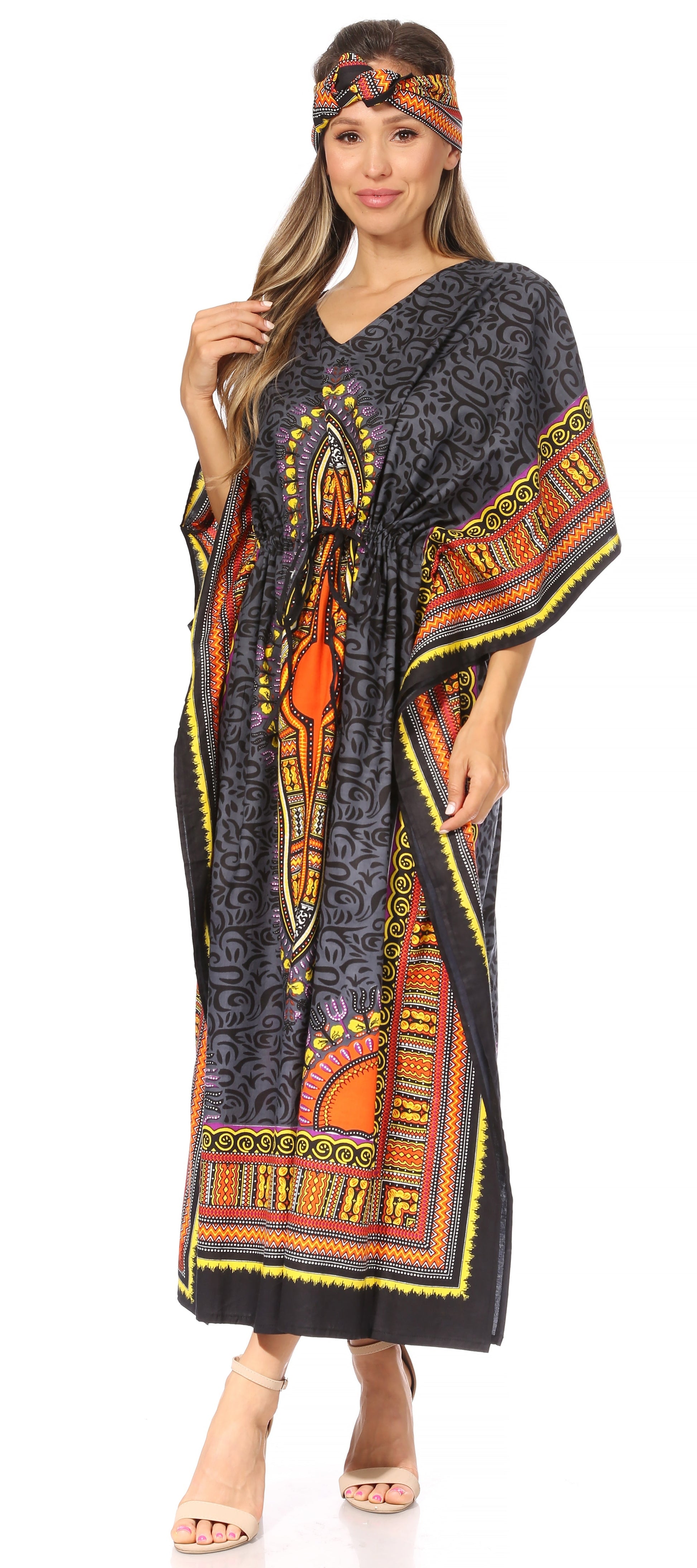 Sakkas Mera Women's Long Loose Short Sleeve Summer Casual Caftan Kaftan Dress - Concordia Style Boutique