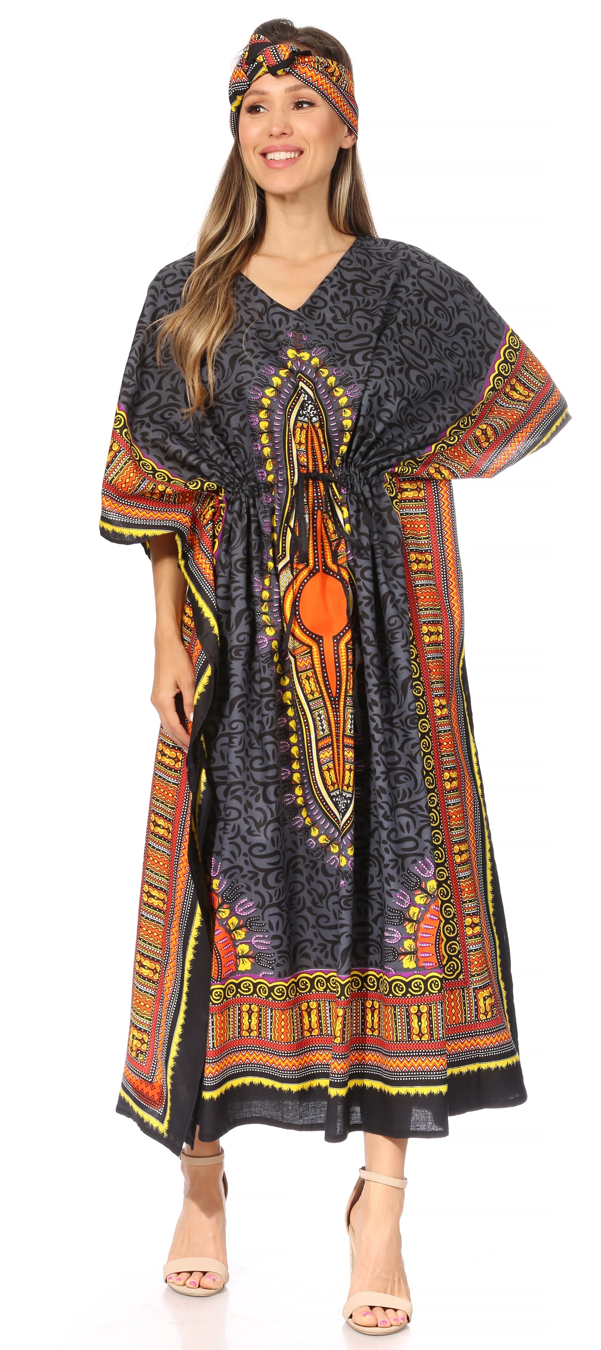 Sakkas Mera Women's Long Loose Short Sleeve Summer Casual Caftan Kaftan Dress - Concordia Style Boutique