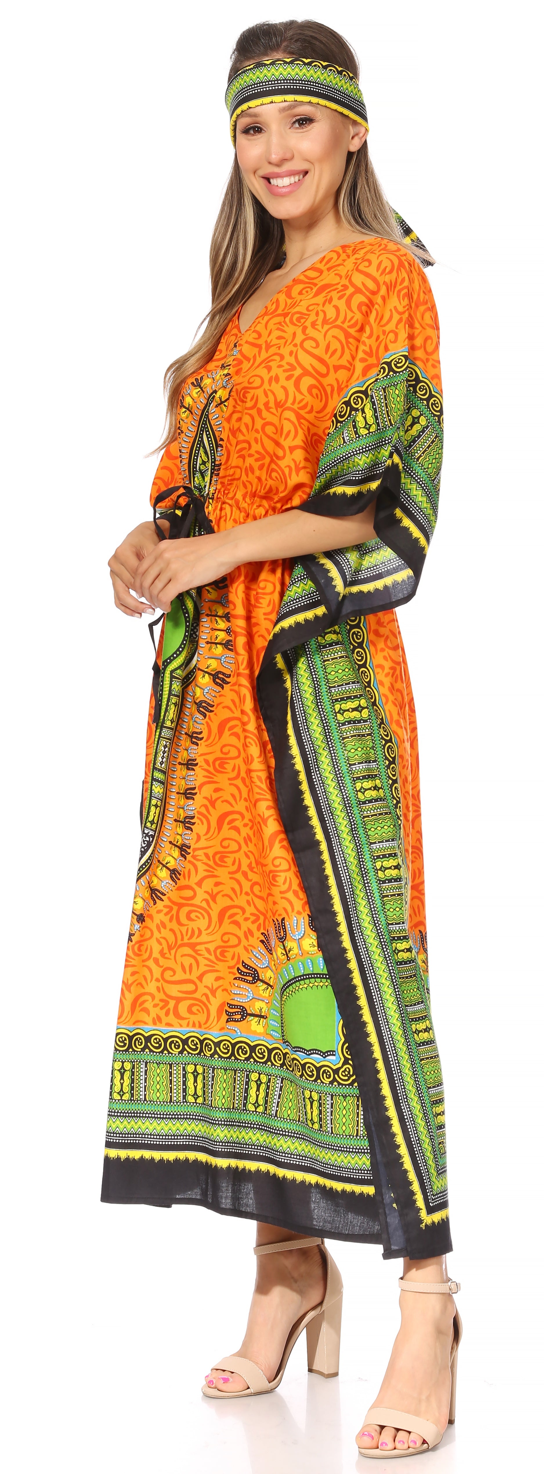Sakkas Mera Women's Long Loose Short Sleeve Summer Casual Caftan Kaftan Dress - Concordia Style Boutique