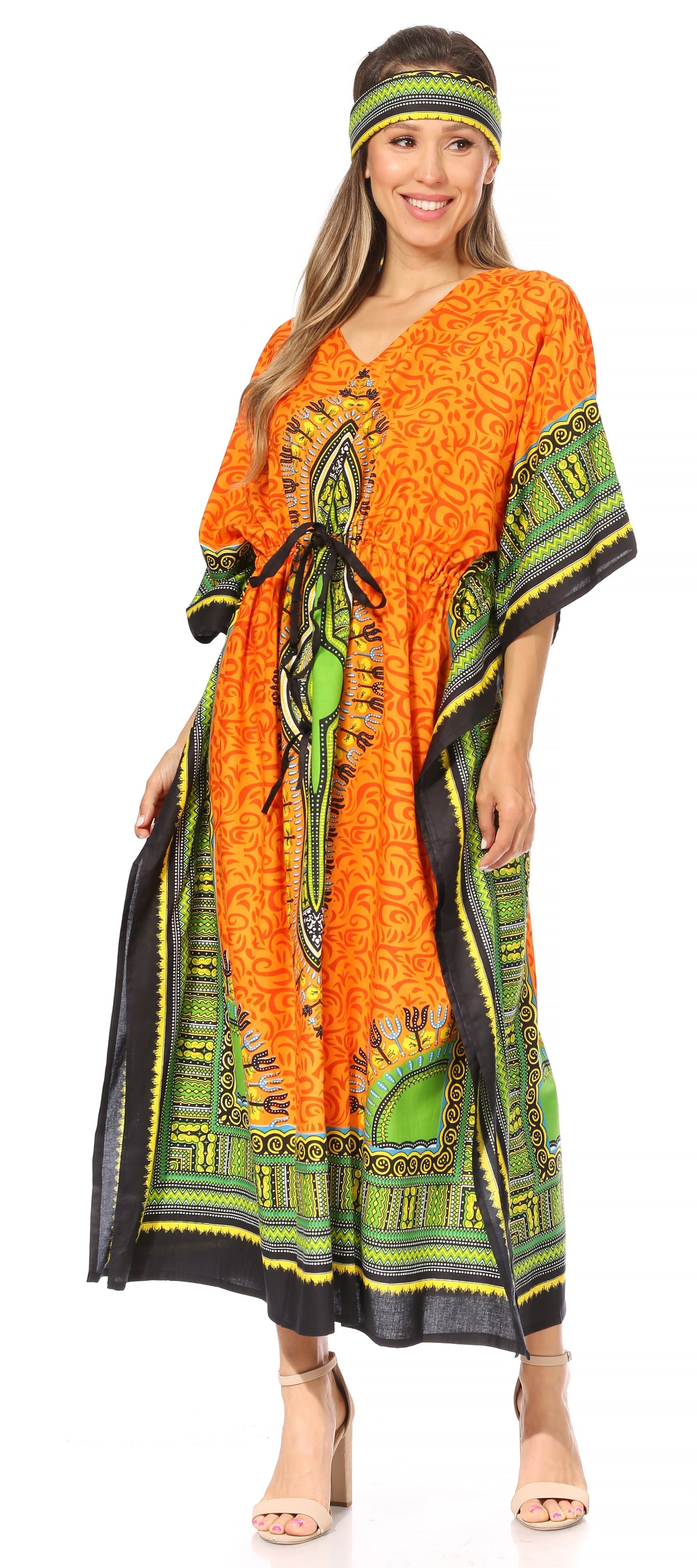 Sakkas Mera Women's Long Loose Short Sleeve Summer Casual Caftan Kaftan Dress - Concordia Style Boutique
