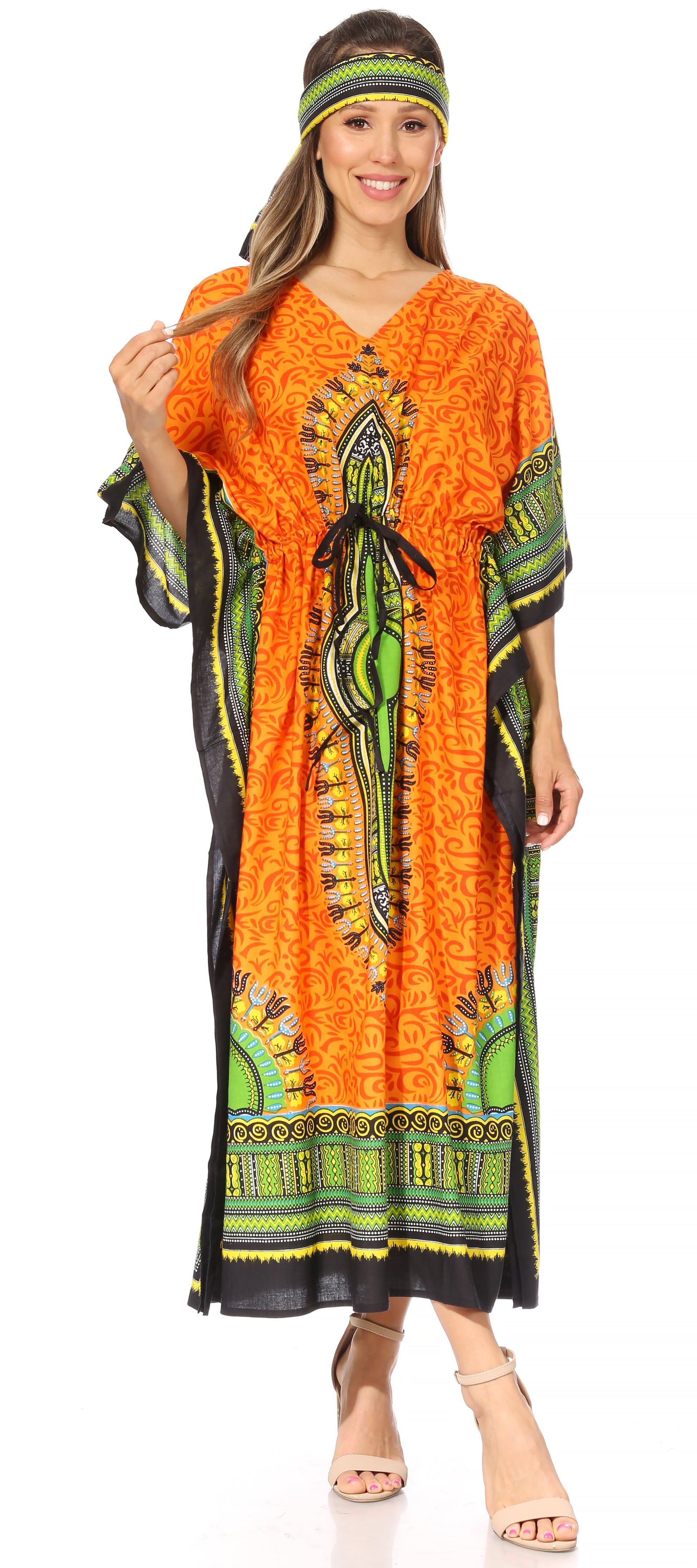 Sakkas Mera Women's Long Loose Short Sleeve Summer Casual Caftan Kaftan Dress - Concordia Style Boutique