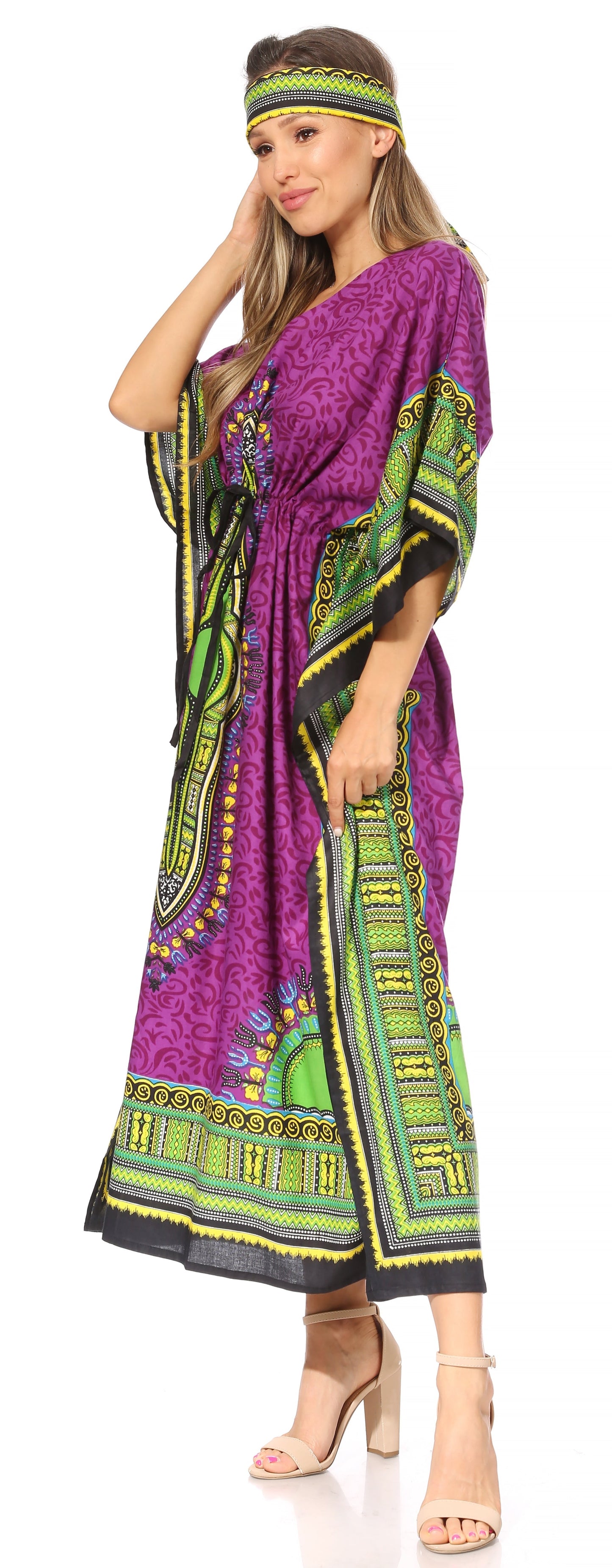 Sakkas Mera Women's Long Loose Short Sleeve Summer Casual Caftan Kaftan Dress - Concordia Style Boutique