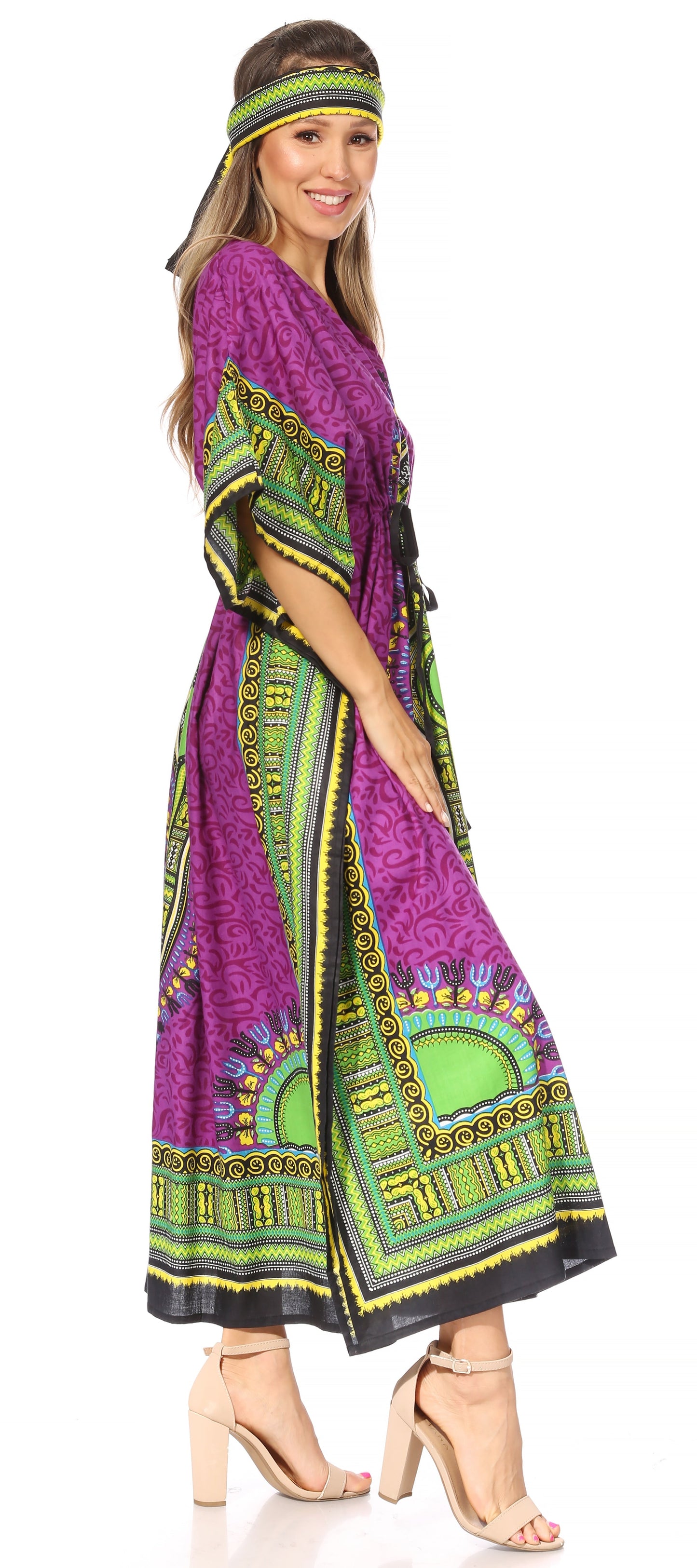 Sakkas Mera Women's Long Loose Short Sleeve Summer Casual Caftan Kaftan Dress - Concordia Style Boutique