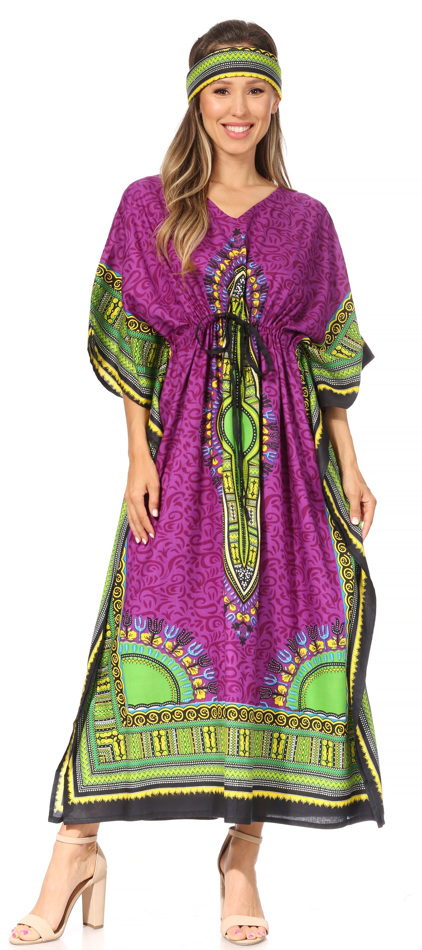 Sakkas Mera Women's Long Loose Short Sleeve Summer Casual Caftan Kaftan Dress - Concordia Style Boutique