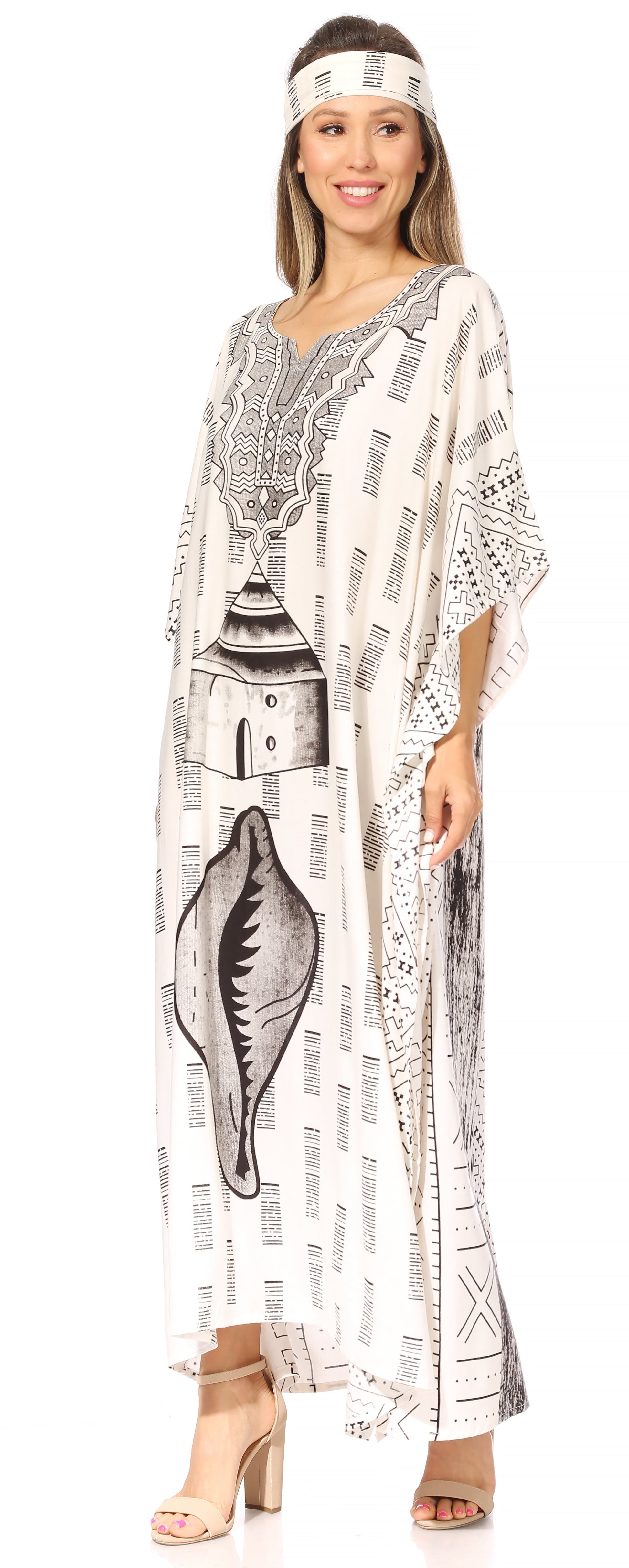 Sakkas Mera Women's Long Loose Short Sleeve Summer Casual Caftan Kaftan Dress - Concordia Style Boutique