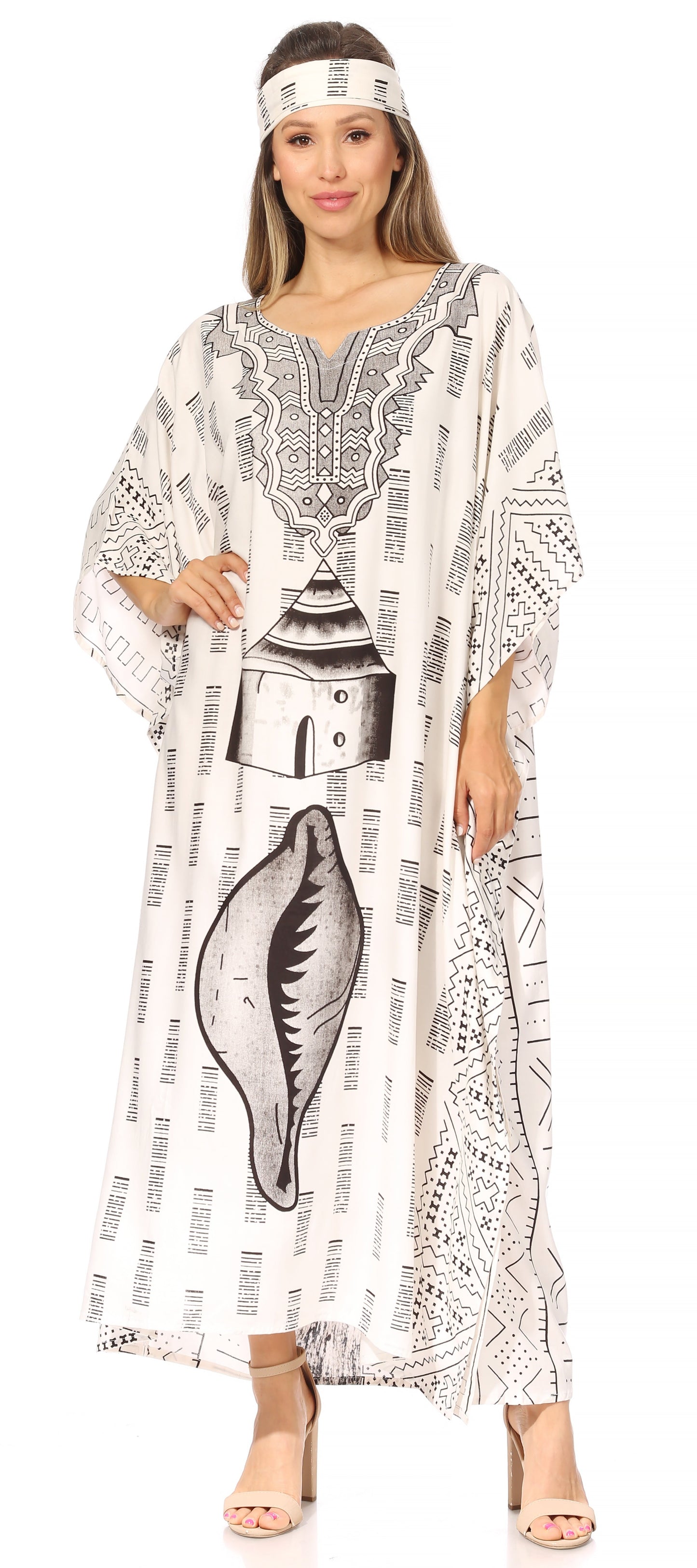 Sakkas Mera Women's Long Loose Short Sleeve Summer Casual Caftan Kaftan Dress - Concordia Style Boutique