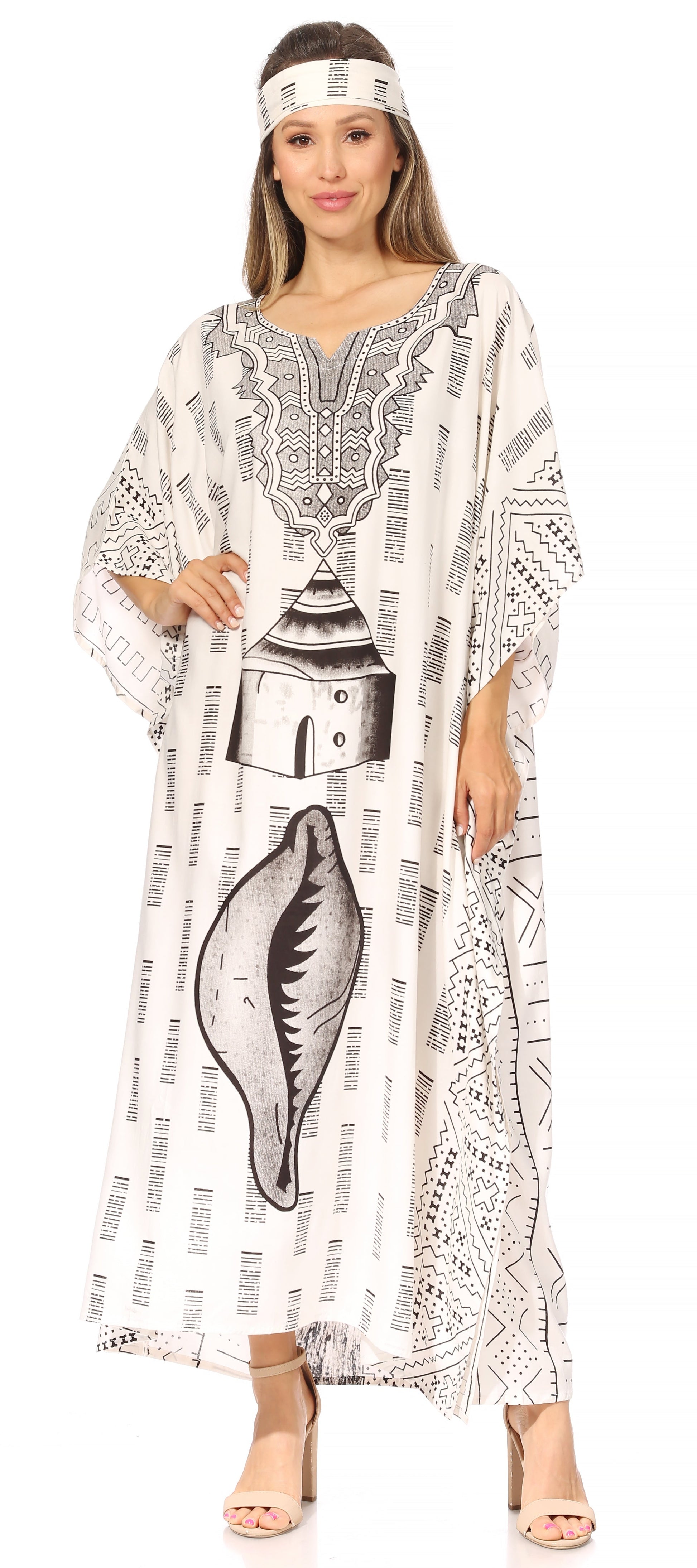 Sakkas Mera Women's Long Loose Short Sleeve Summer Casual Caftan Kaftan Dress - Concordia Style Boutique