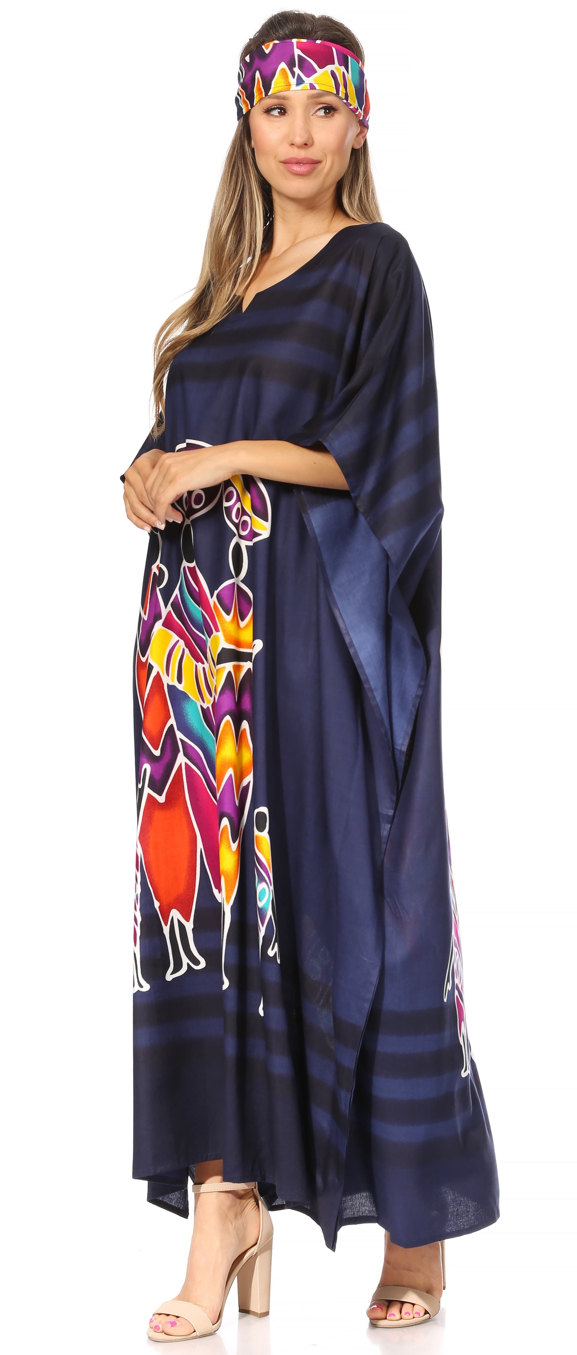 Sakkas Mera Women's Long Loose Short Sleeve Summer Casual Caftan Kaftan Dress - Concordia Style Boutique