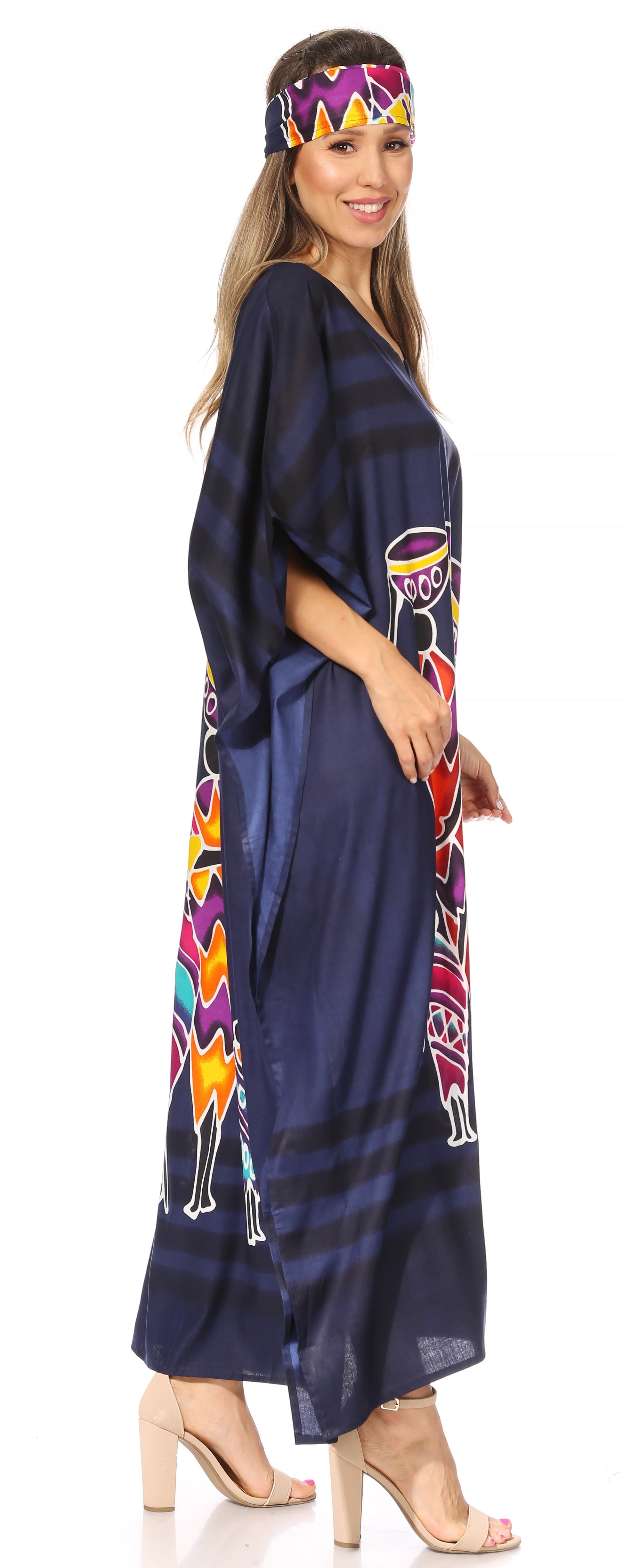 Sakkas Mera Women's Long Loose Short Sleeve Summer Casual Caftan Kaftan Dress - Concordia Style Boutique