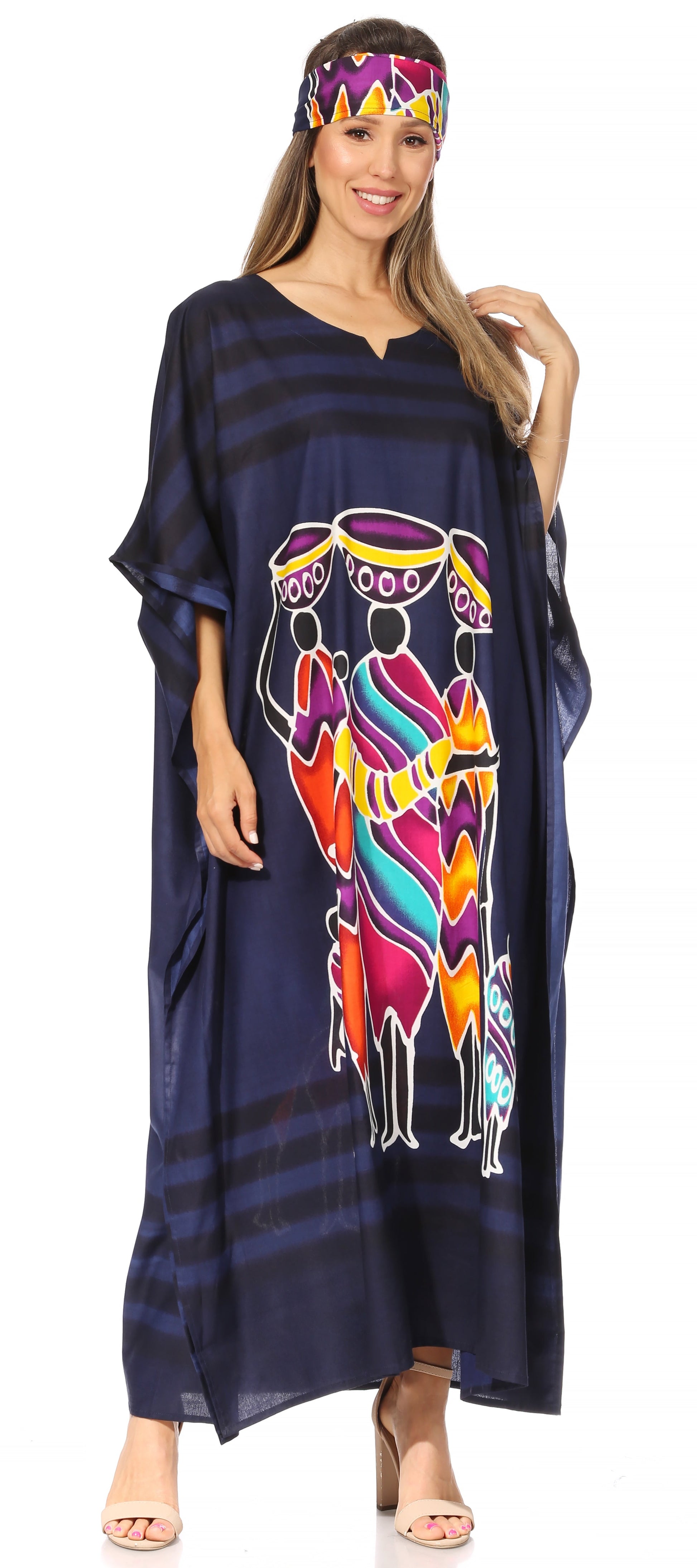 Sakkas Mera Women's Long Loose Short Sleeve Summer Casual Caftan Kaftan Dress - Concordia Style Boutique