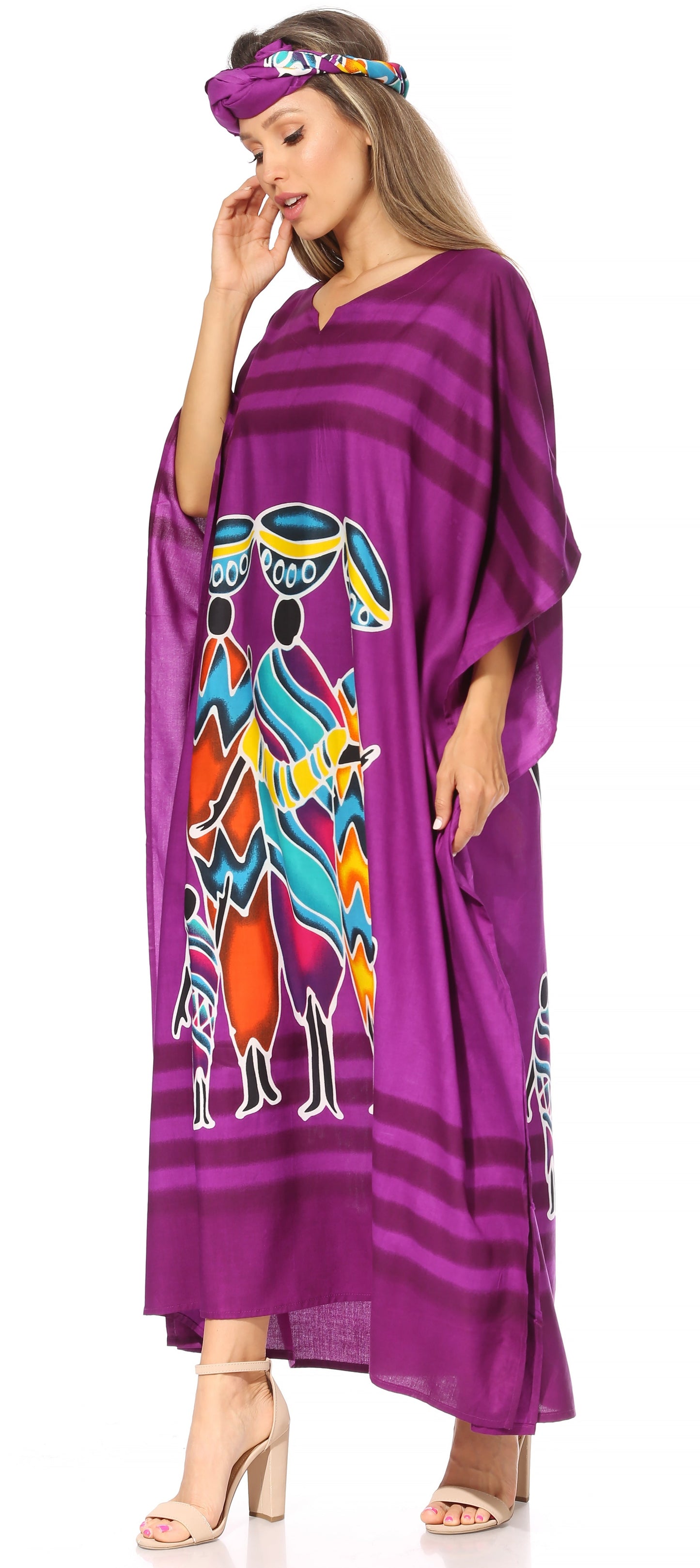 Sakkas Mera Women's Long Loose Short Sleeve Summer Casual Caftan Kaftan Dress - Concordia Style Boutique