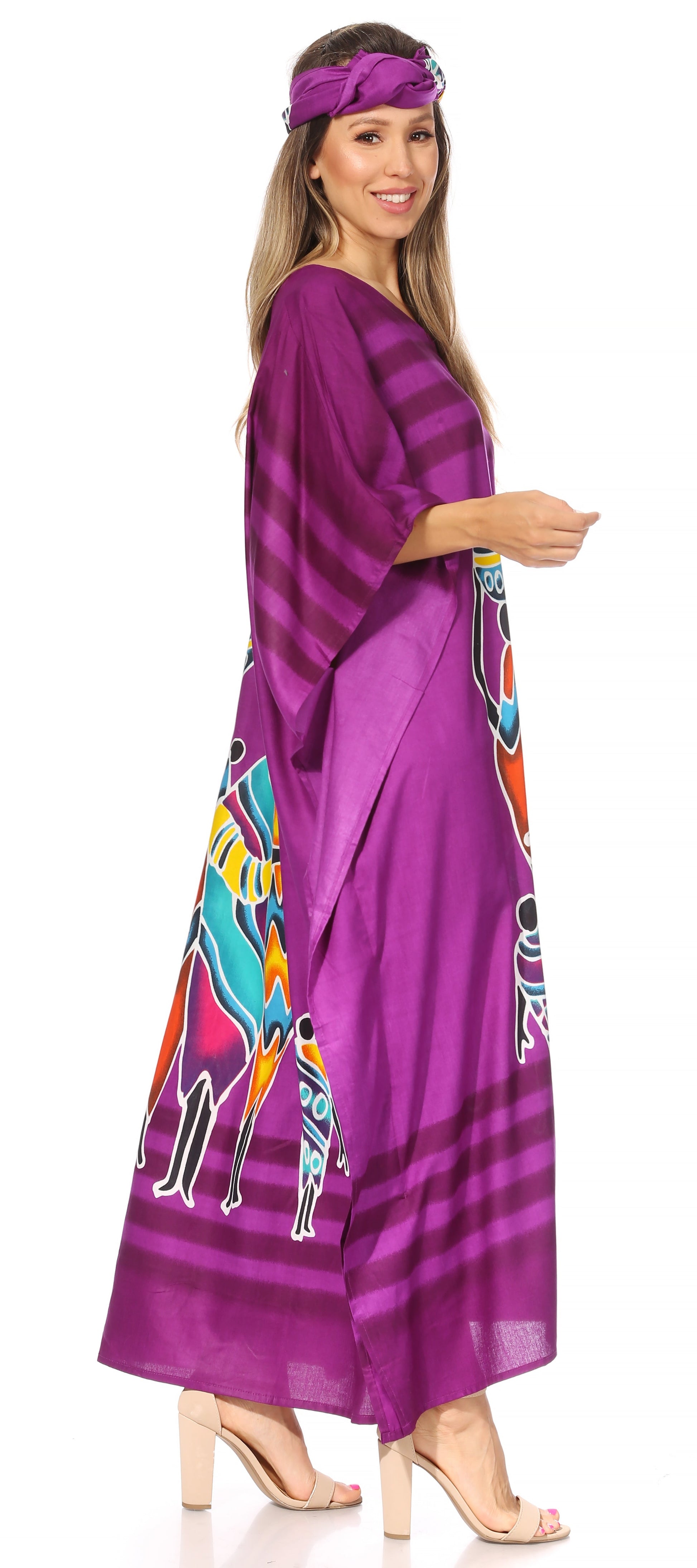 Sakkas Mera Women's Long Loose Short Sleeve Summer Casual Caftan Kaftan Dress - Concordia Style Boutique