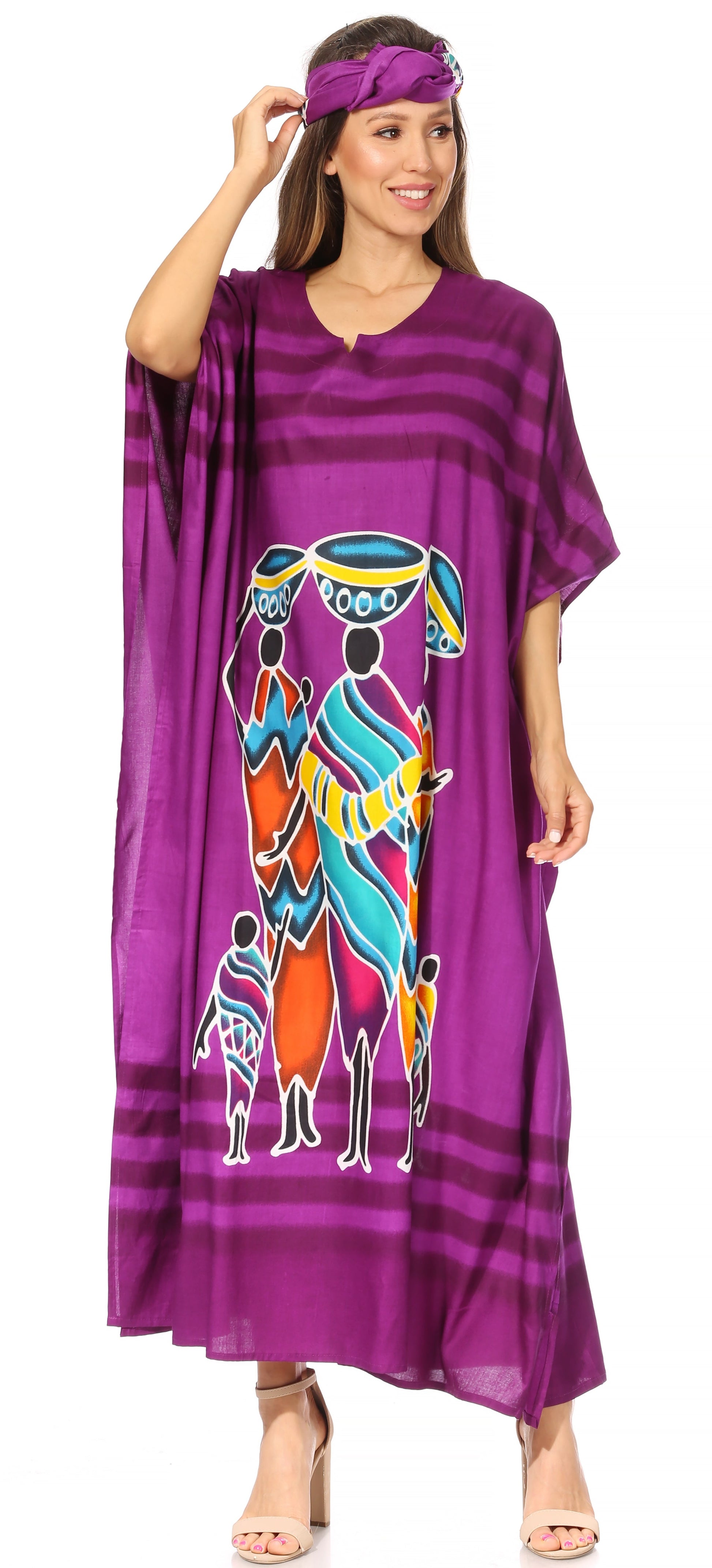 Sakkas Mera Women's Long Loose Short Sleeve Summer Casual Caftan Kaftan Dress - Concordia Style Boutique