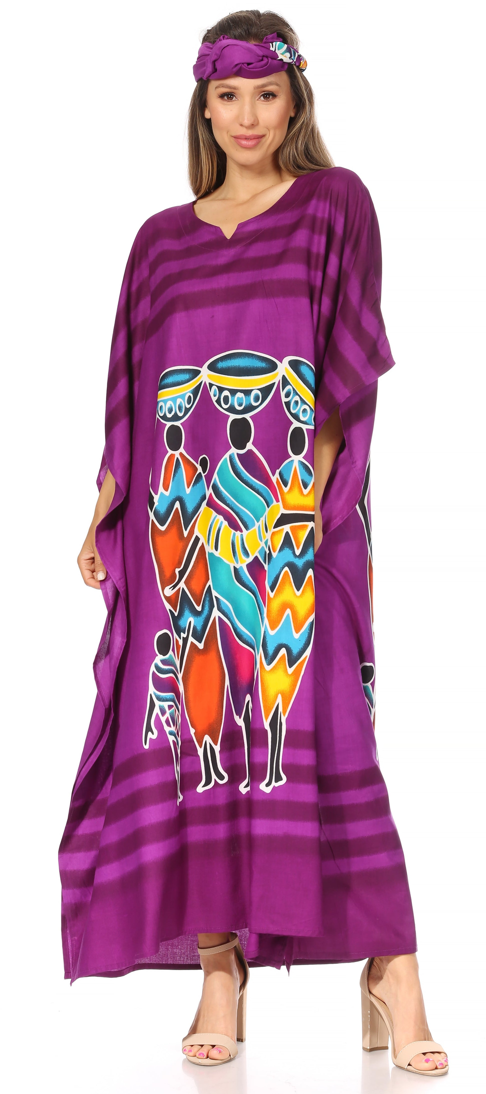 Sakkas Mera Women's Long Loose Short Sleeve Summer Casual Caftan Kaftan Dress - Concordia Style Boutique