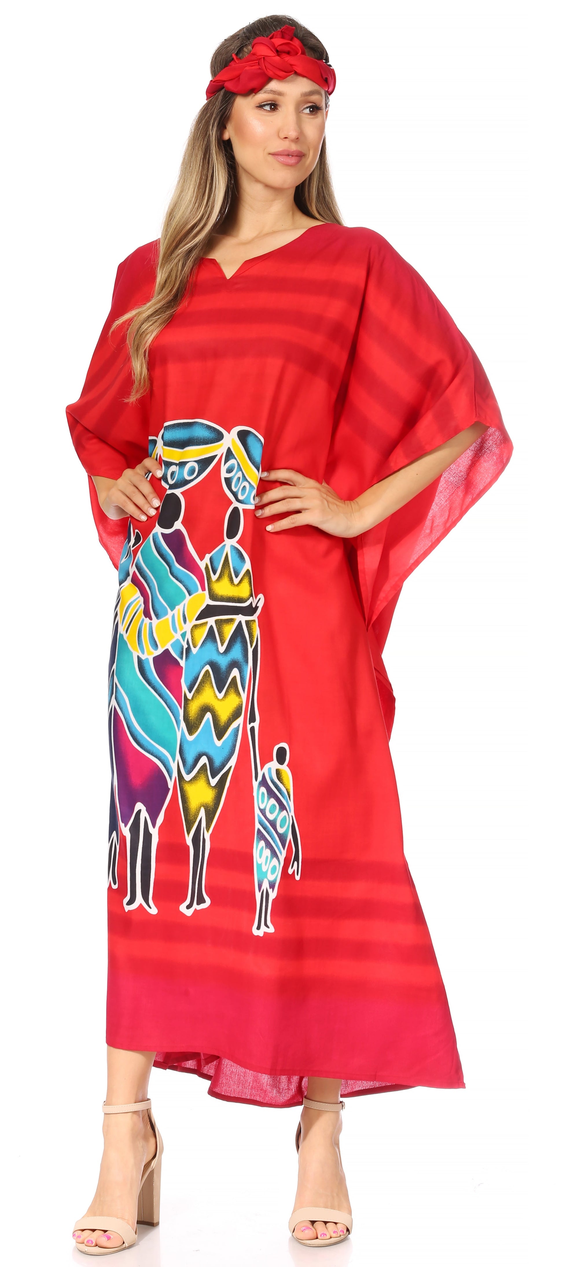 Sakkas Mera Women's Long Loose Short Sleeve Summer Casual Caftan Kaftan Dress - Concordia Style Boutique
