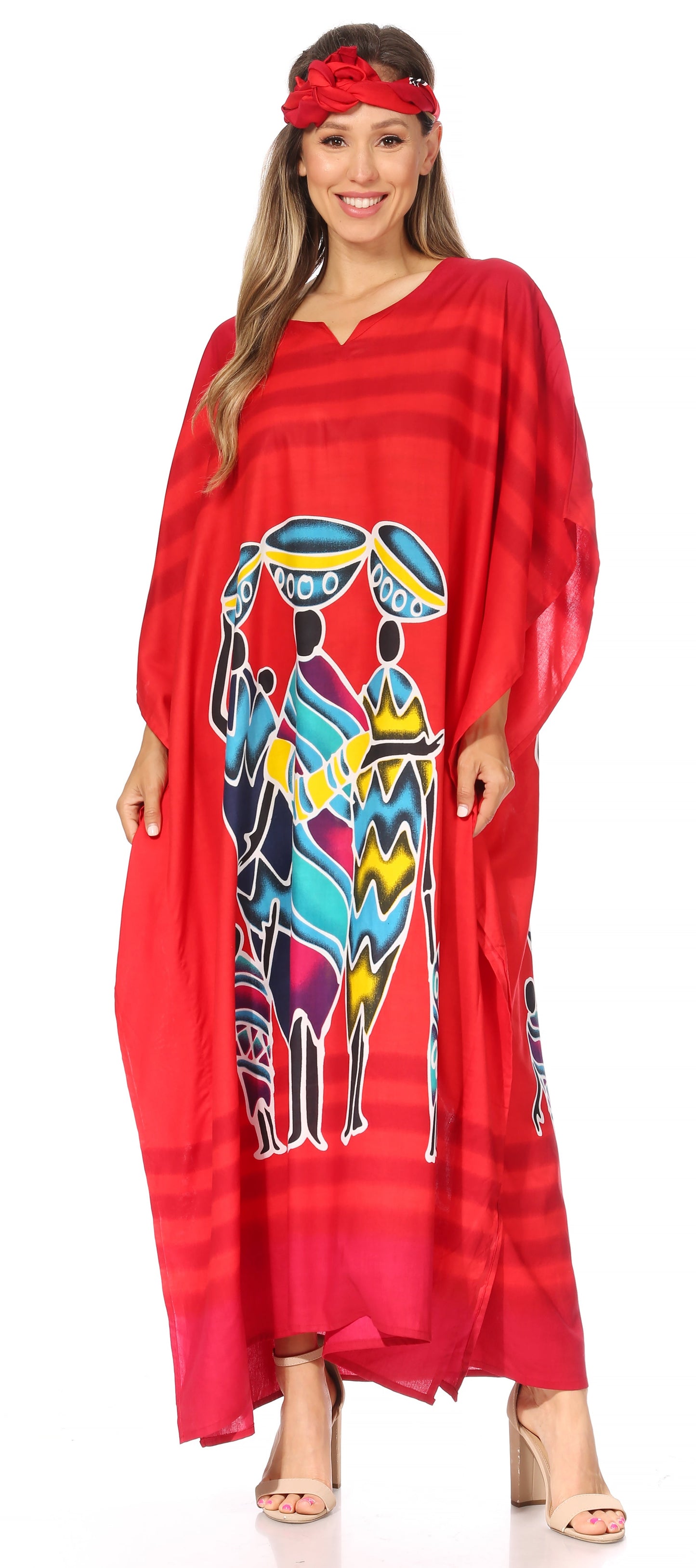 Sakkas Mera Women's Long Loose Short Sleeve Summer Casual Caftan Kaftan Dress - Concordia Style Boutique