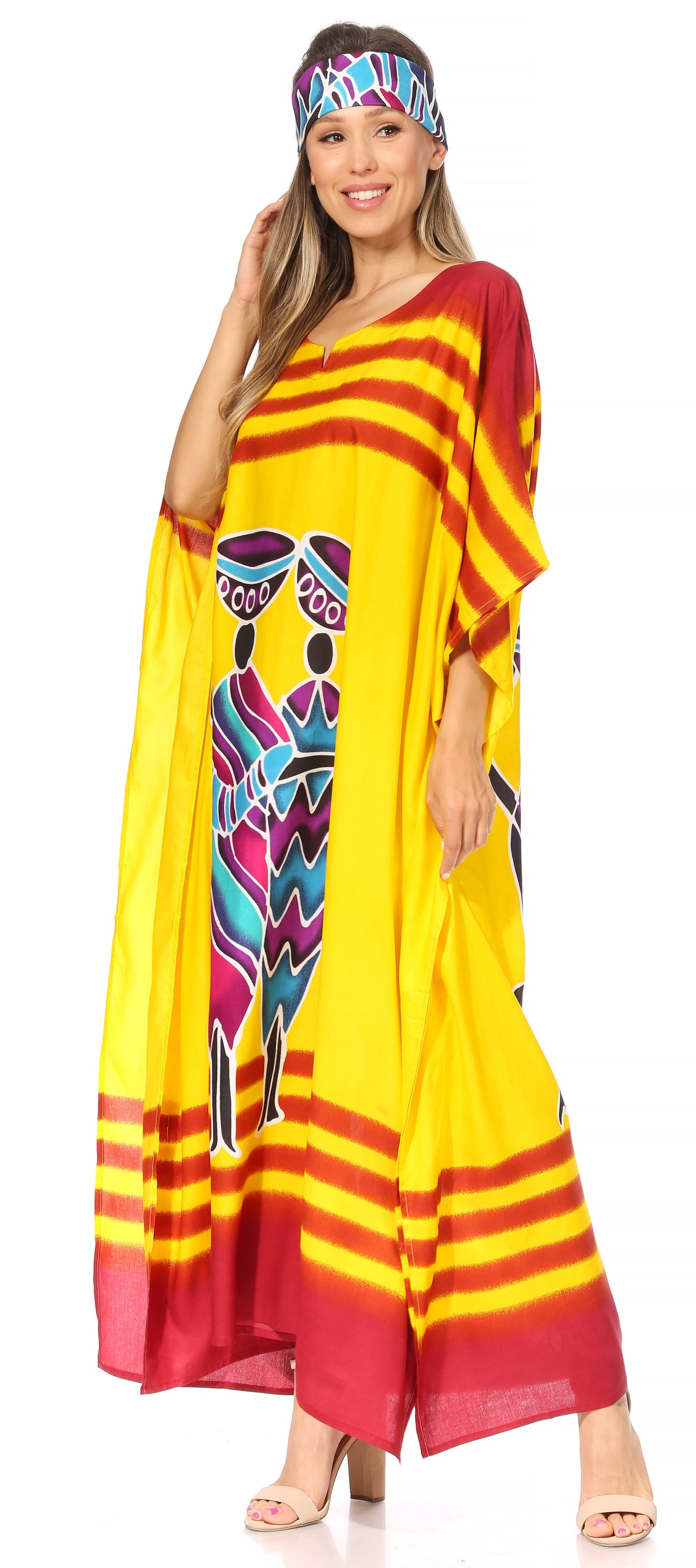 Sakkas Mera Women's Long Loose Short Sleeve Summer Casual Caftan Kaftan Dress - Concordia Style Boutique