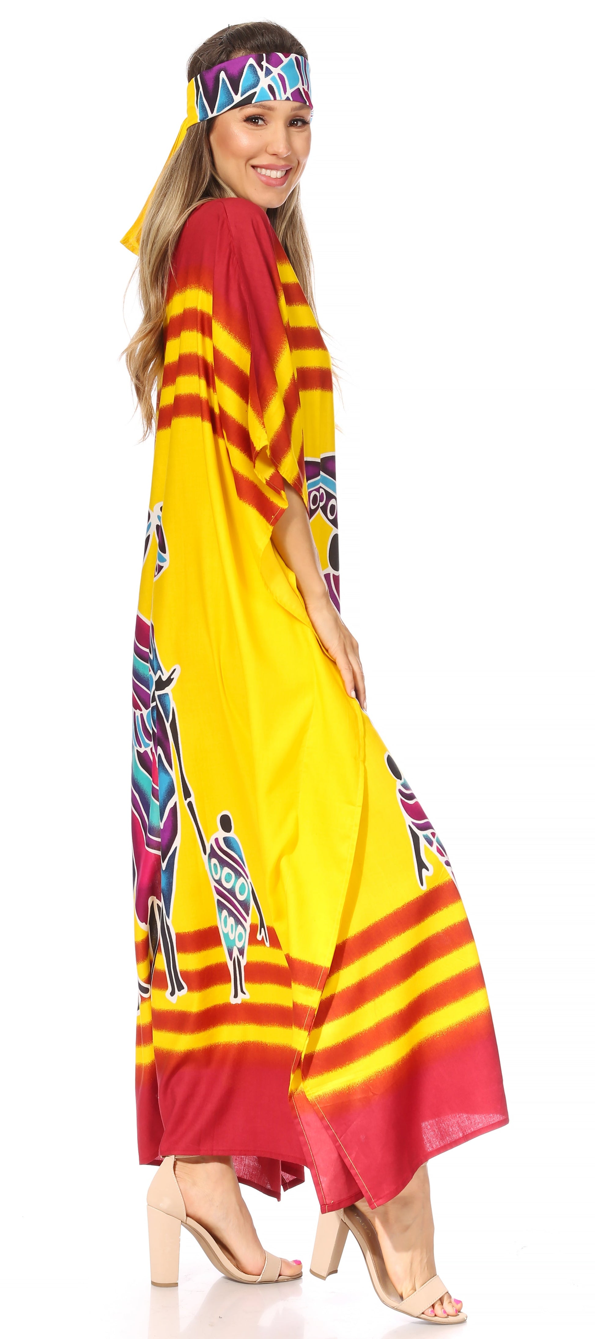 Sakkas Mera Women's Long Loose Short Sleeve Summer Casual Caftan Kaftan Dress - Concordia Style Boutique