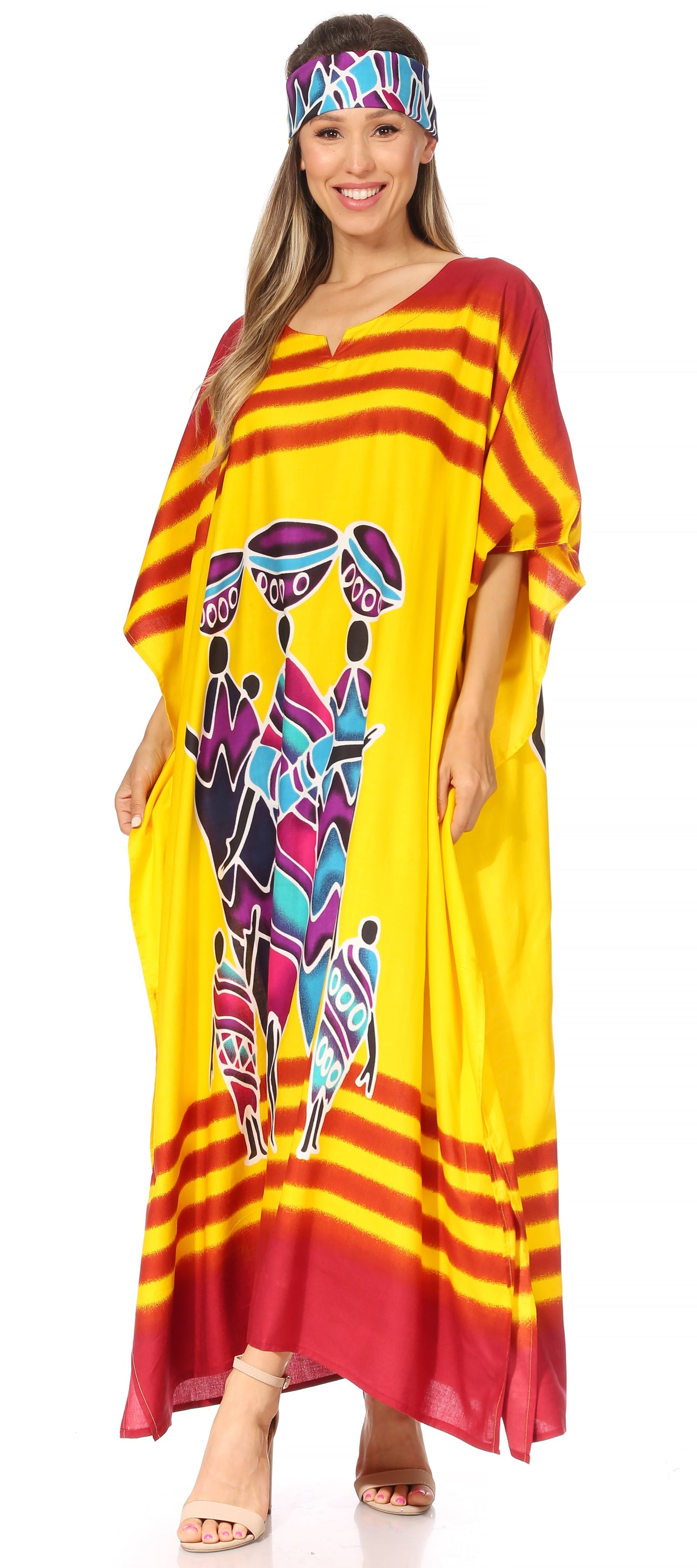 Sakkas Mera Women's Long Loose Short Sleeve Summer Casual Caftan Kaftan Dress - Concordia Style Boutique