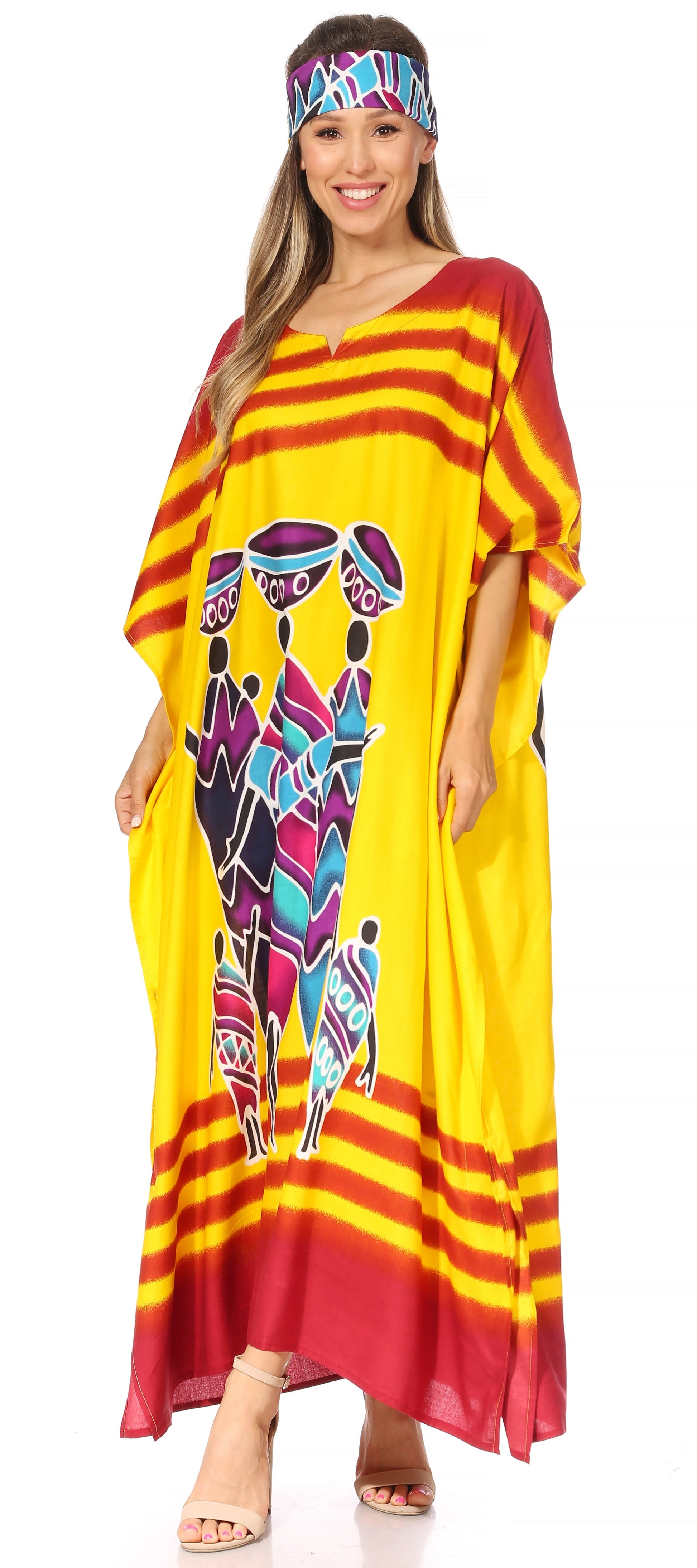 Sakkas Mera Women's Long Loose Short Sleeve Summer Casual Caftan Kaftan Dress - Concordia Style Boutique