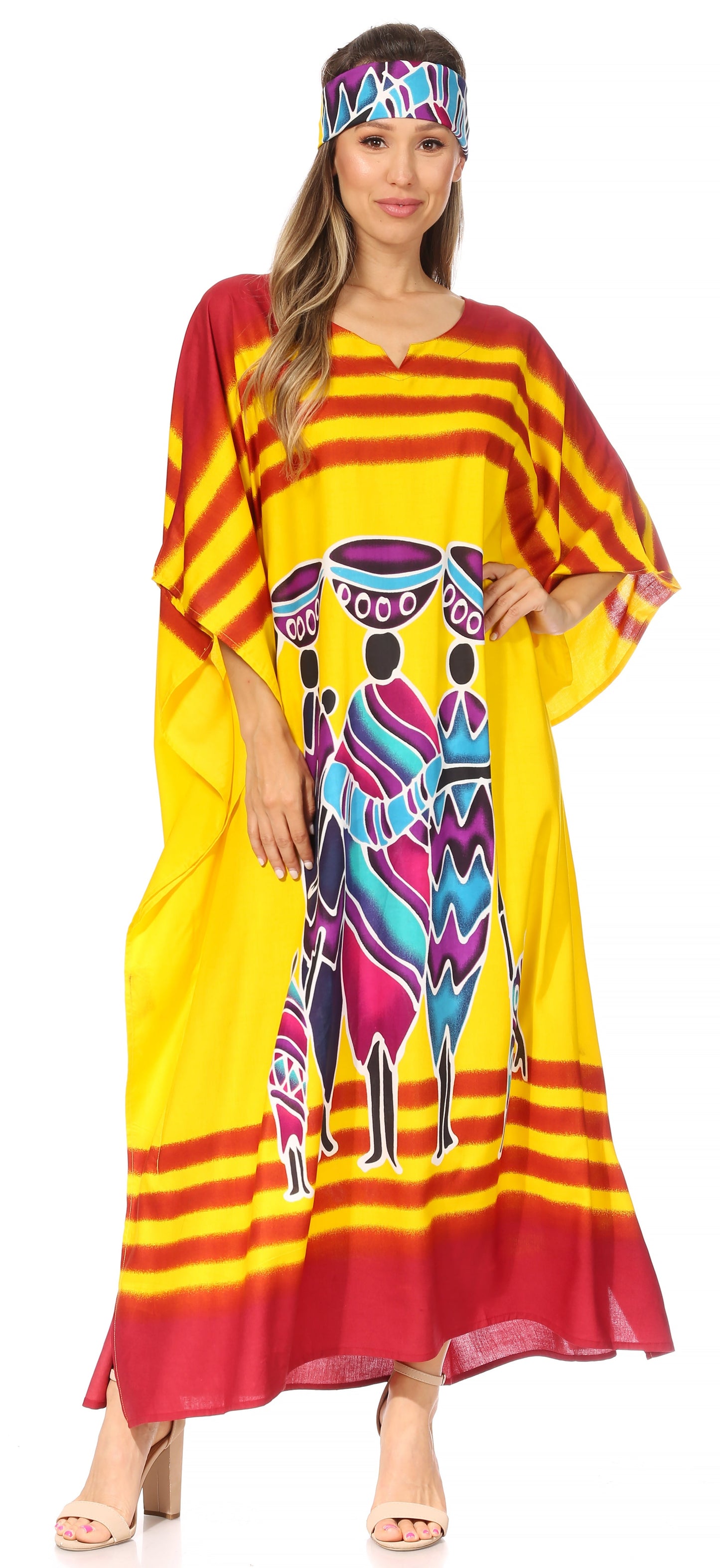 Sakkas Mera Women's Long Loose Short Sleeve Summer Casual Caftan Kaftan Dress - Concordia Style Boutique