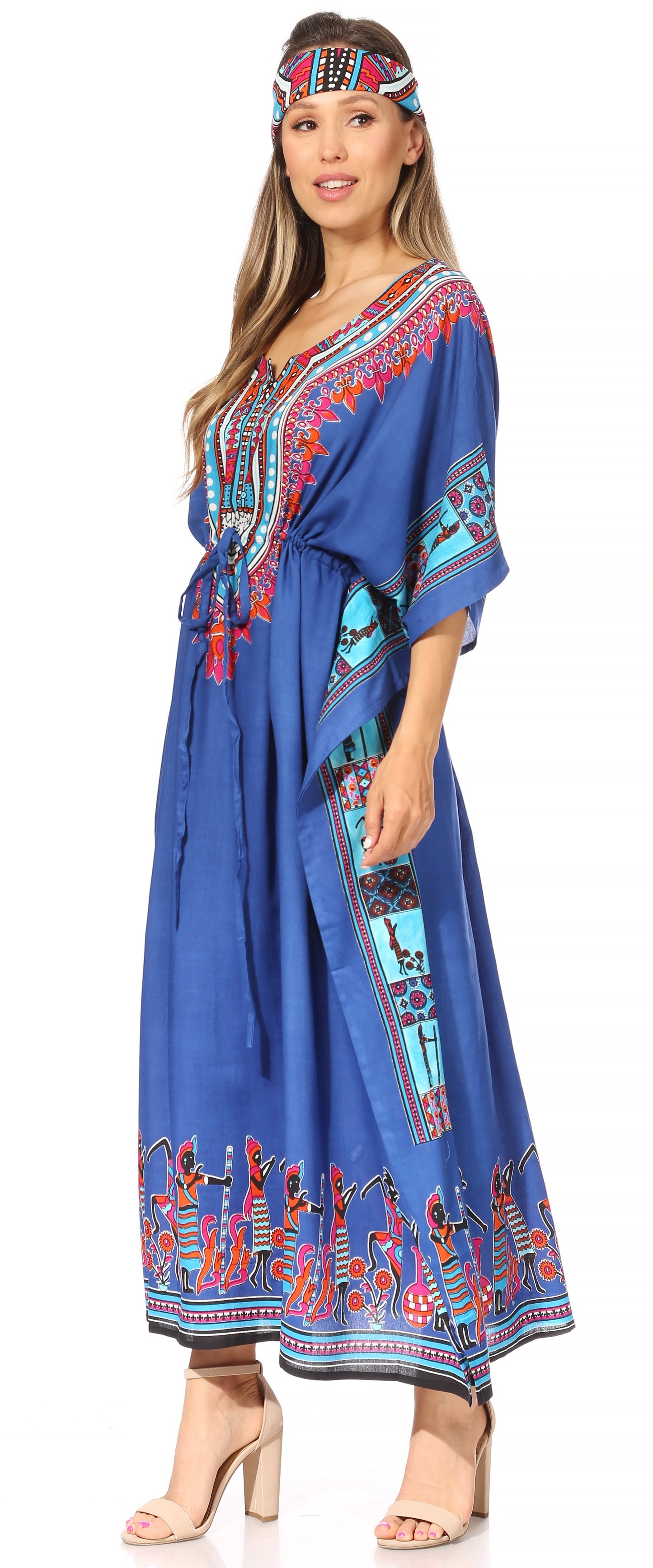 Sakkas Mera Women's Long Loose Short Sleeve Summer Casual Caftan Kaftan Dress - Concordia Style Boutique