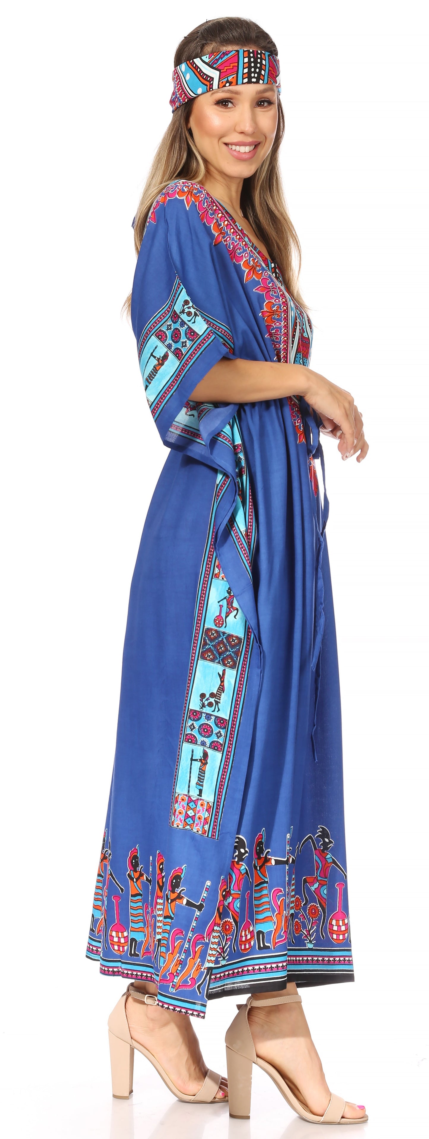 Sakkas Mera Women's Long Loose Short Sleeve Summer Casual Caftan Kaftan Dress - Concordia Style Boutique