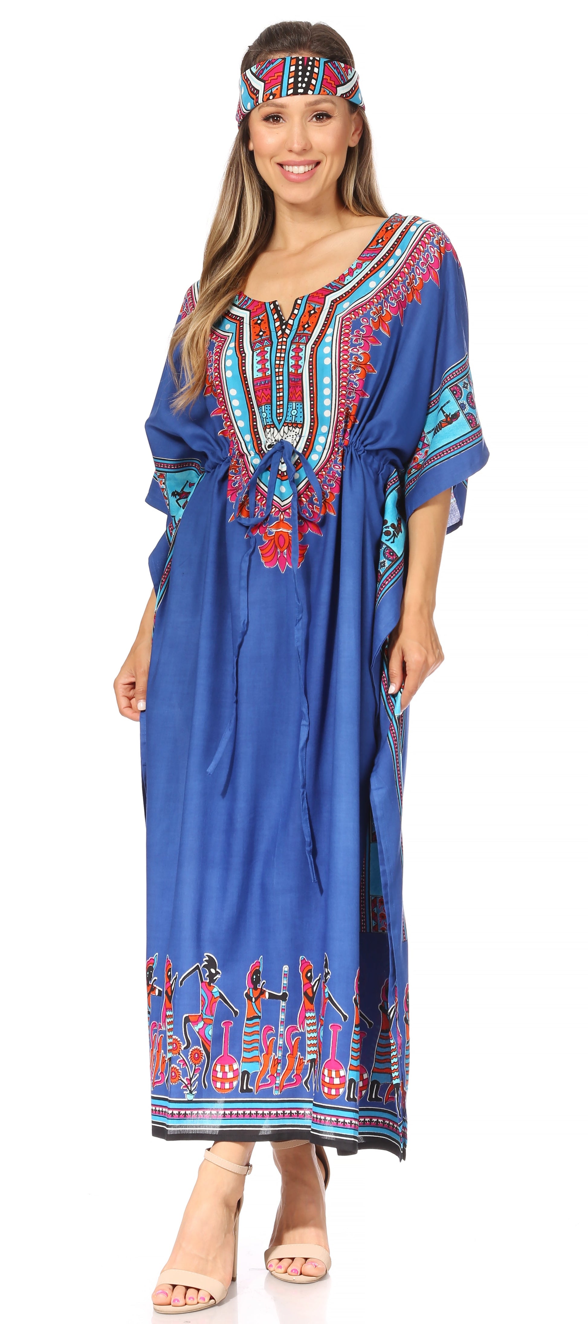 Sakkas Mera Women's Long Loose Short Sleeve Summer Casual Caftan Kaftan Dress - Concordia Style Boutique