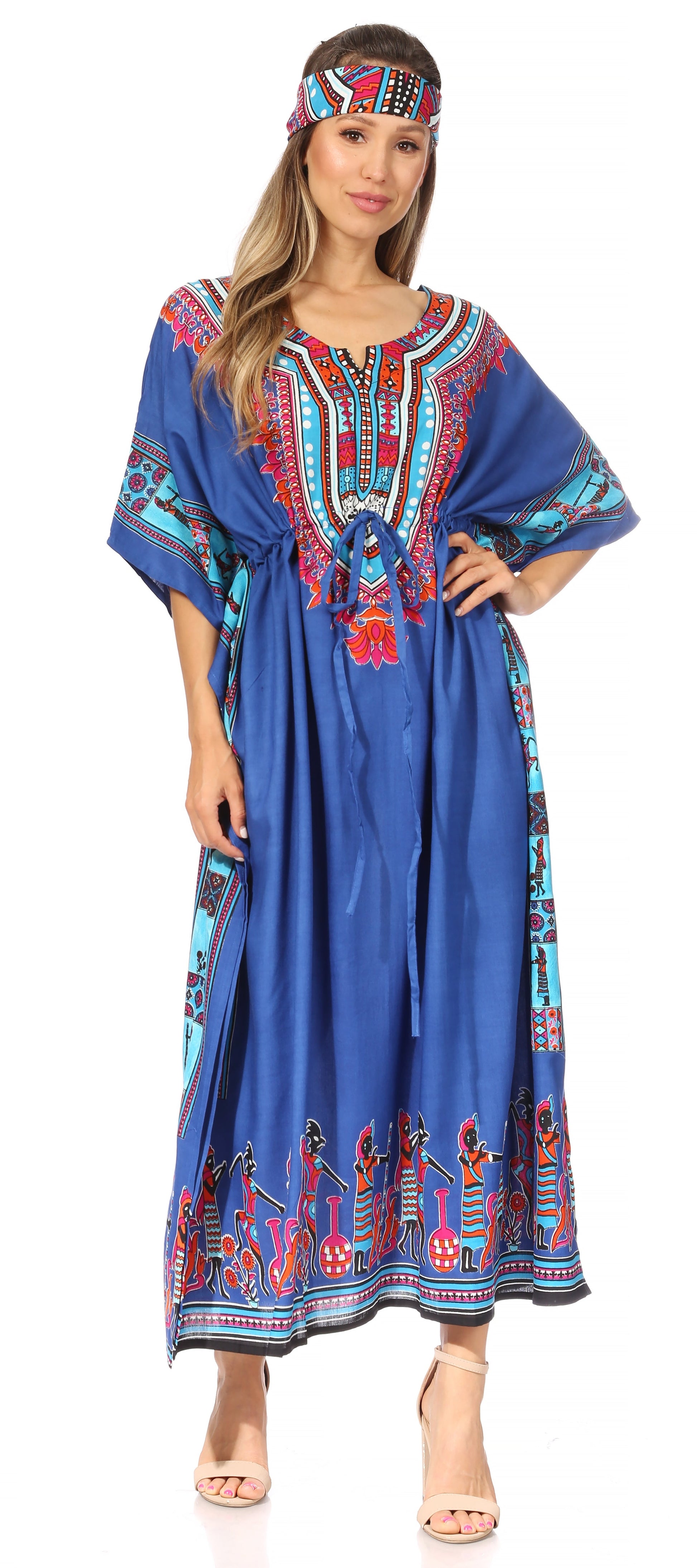 Sakkas Mera Women's Long Loose Short Sleeve Summer Casual Caftan Kaftan Dress - Concordia Style Boutique