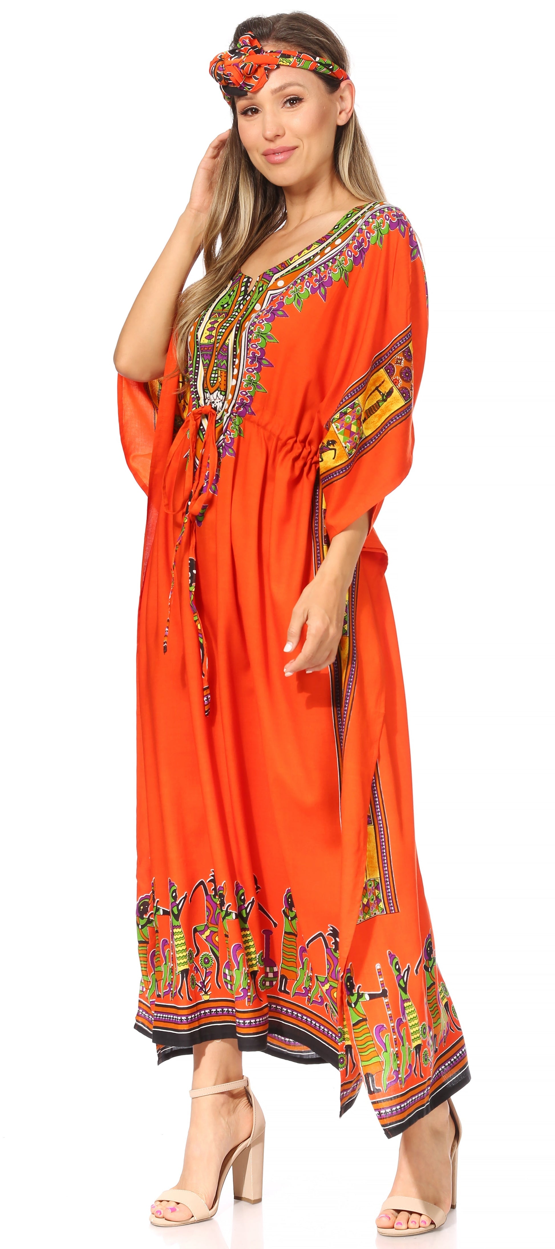 Sakkas Mera Women's Long Loose Short Sleeve Summer Casual Caftan Kaftan Dress - Concordia Style Boutique