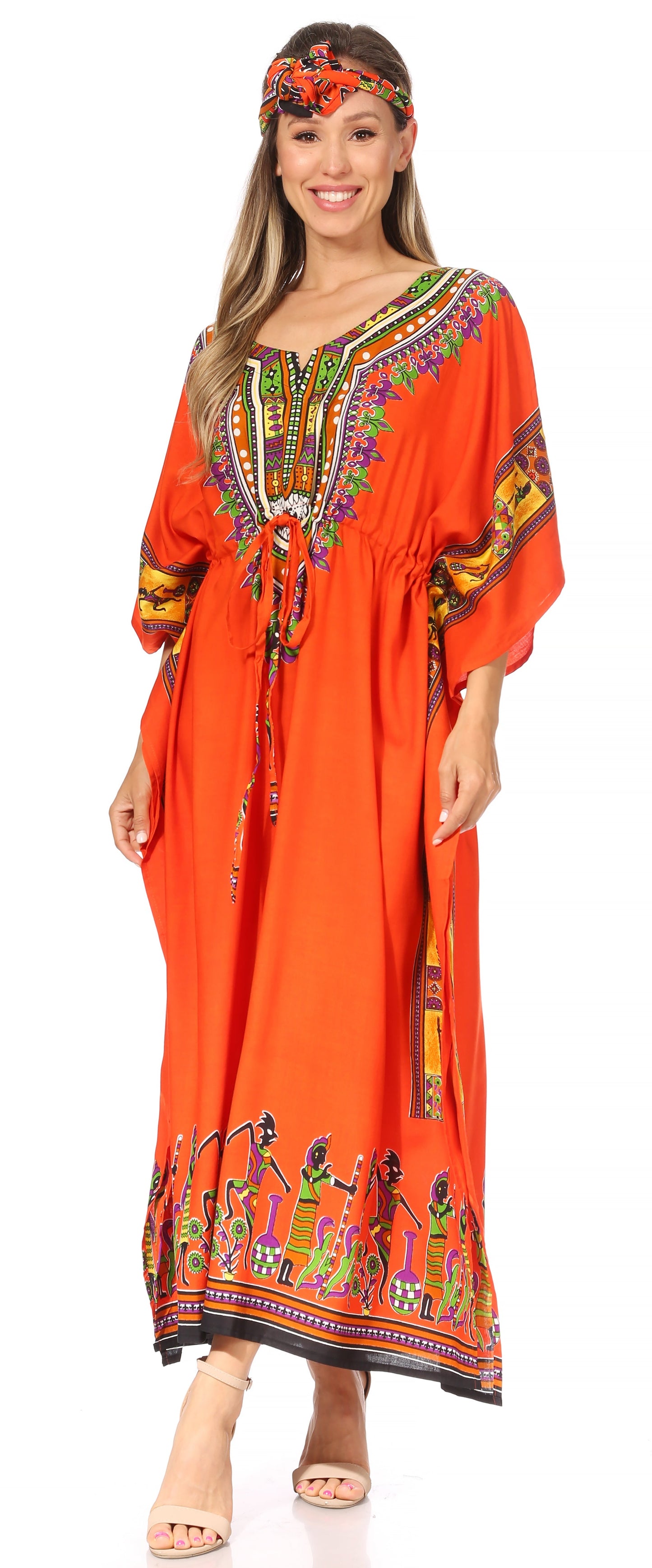 Sakkas Mera Women's Long Loose Short Sleeve Summer Casual Caftan Kaftan Dress - Concordia Style Boutique