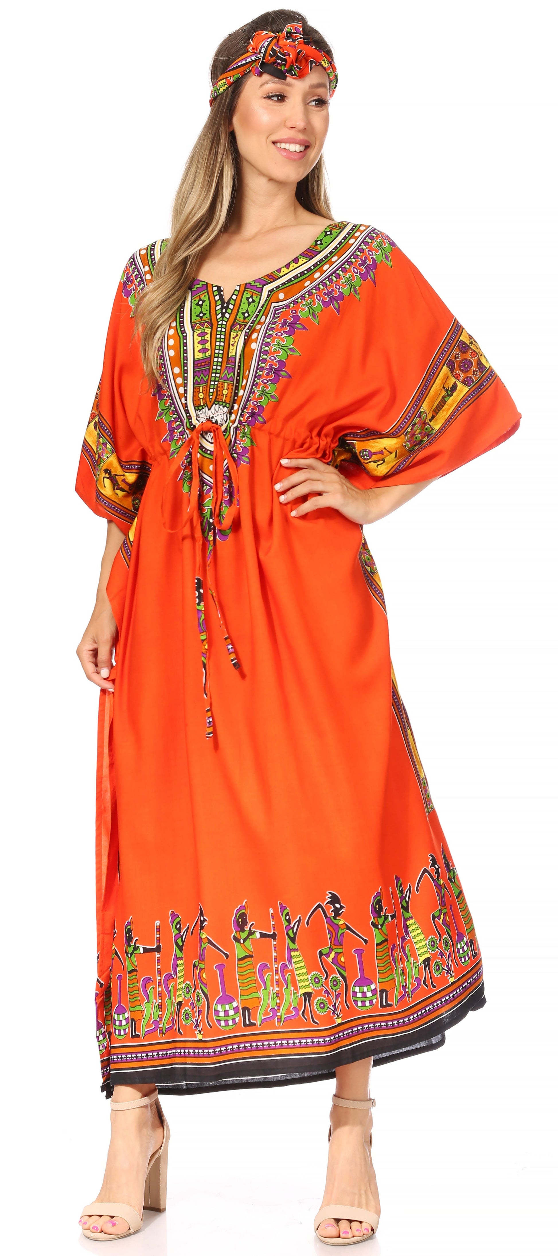 Sakkas Mera Women's Long Loose Short Sleeve Summer Casual Caftan Kaftan Dress - Concordia Style Boutique