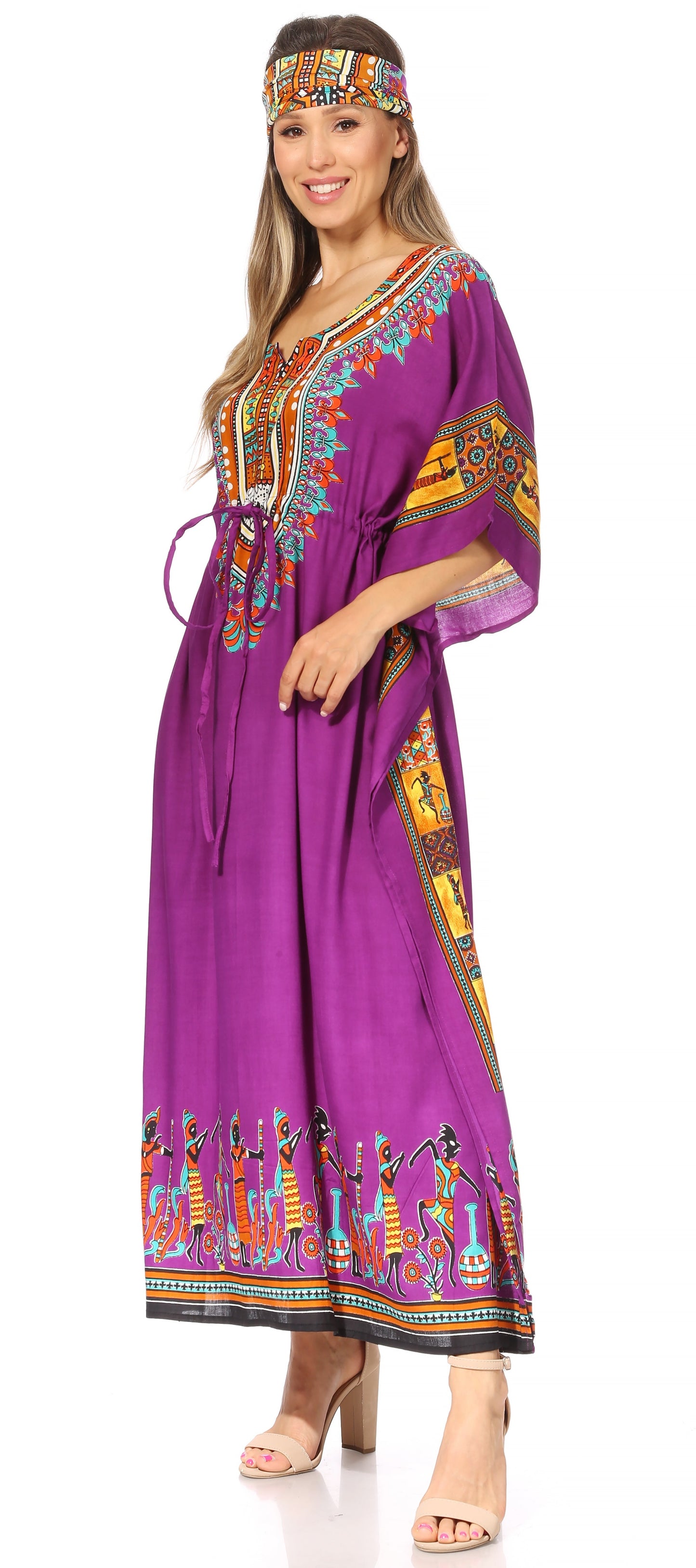 Sakkas Mera Women's Long Loose Short Sleeve Summer Casual Caftan Kaftan Dress - Concordia Style Boutique