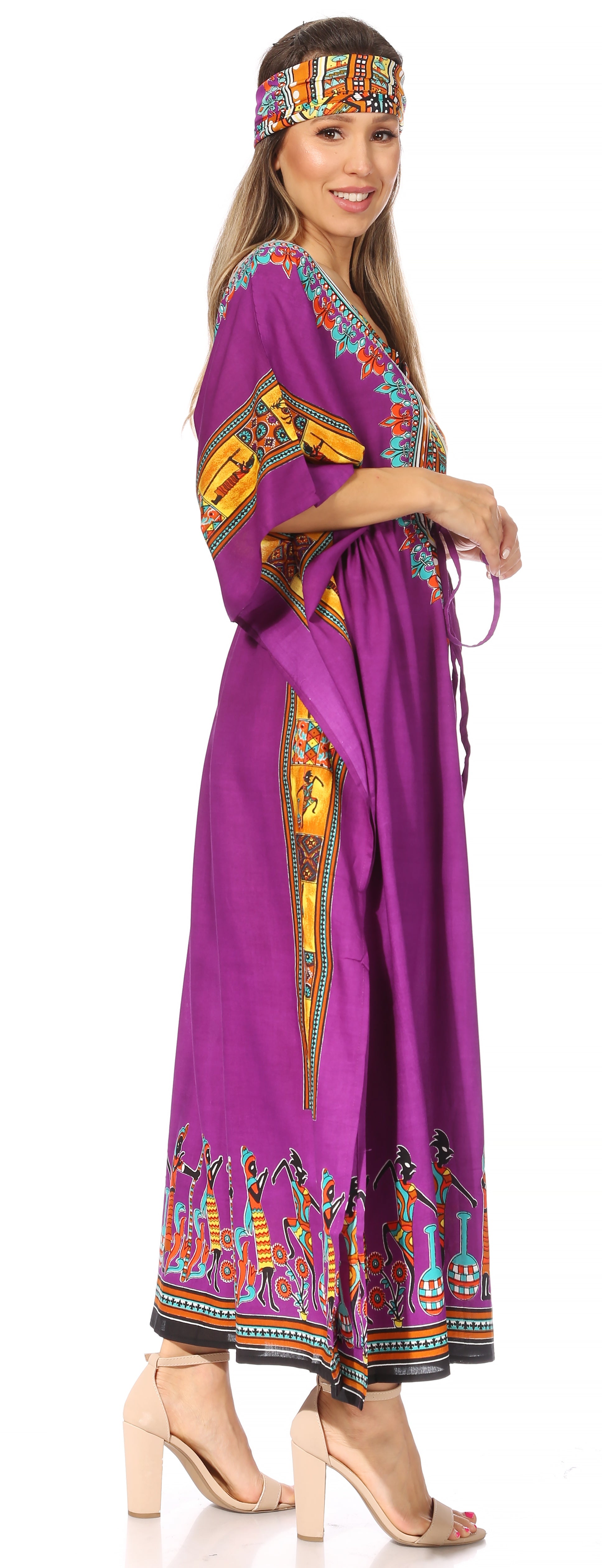 Sakkas Mera Women's Long Loose Short Sleeve Summer Casual Caftan Kaftan Dress - Concordia Style Boutique