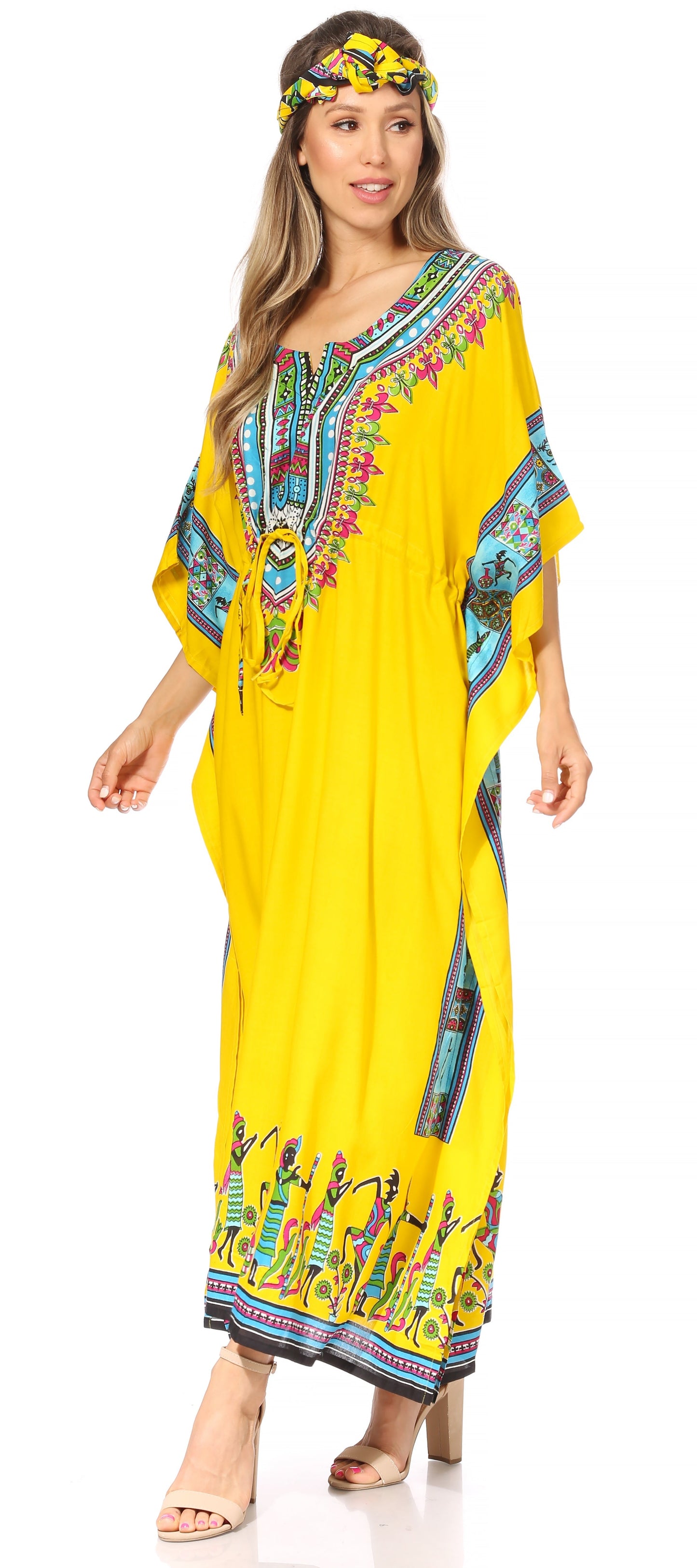 Sakkas Mera Women's Long Loose Short Sleeve Summer Casual Caftan Kaftan Dress - Concordia Style Boutique