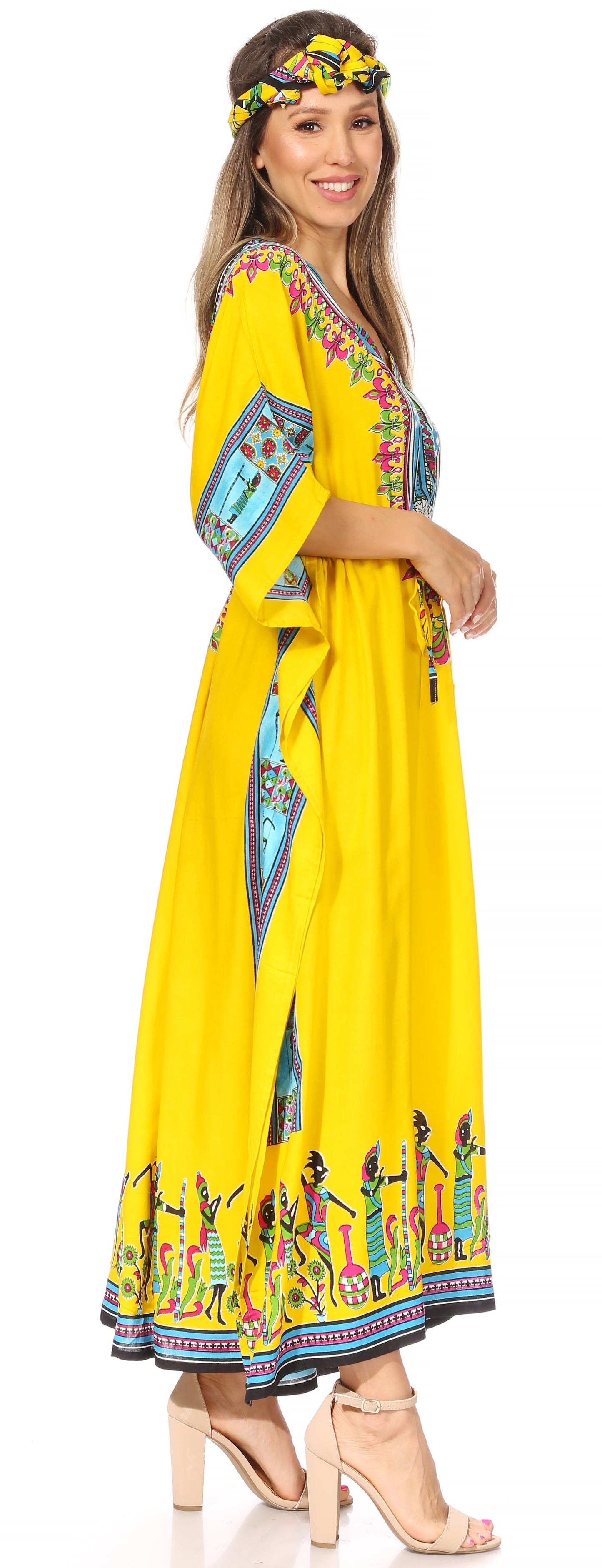 Sakkas Mera Women's Long Loose Short Sleeve Summer Casual Caftan Kaftan Dress - Concordia Style Boutique