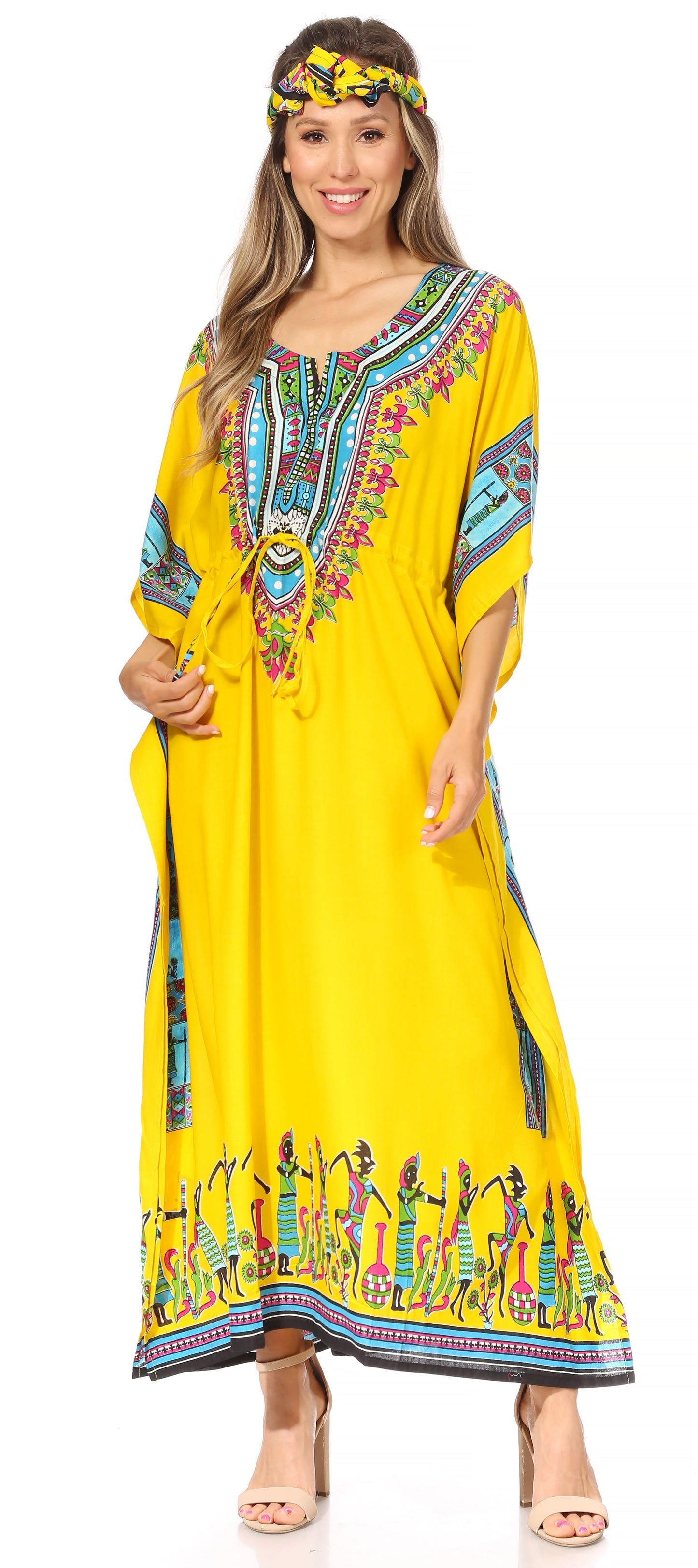 Sakkas Mera Women's Long Loose Short Sleeve Summer Casual Caftan Kaftan Dress - Concordia Style Boutique