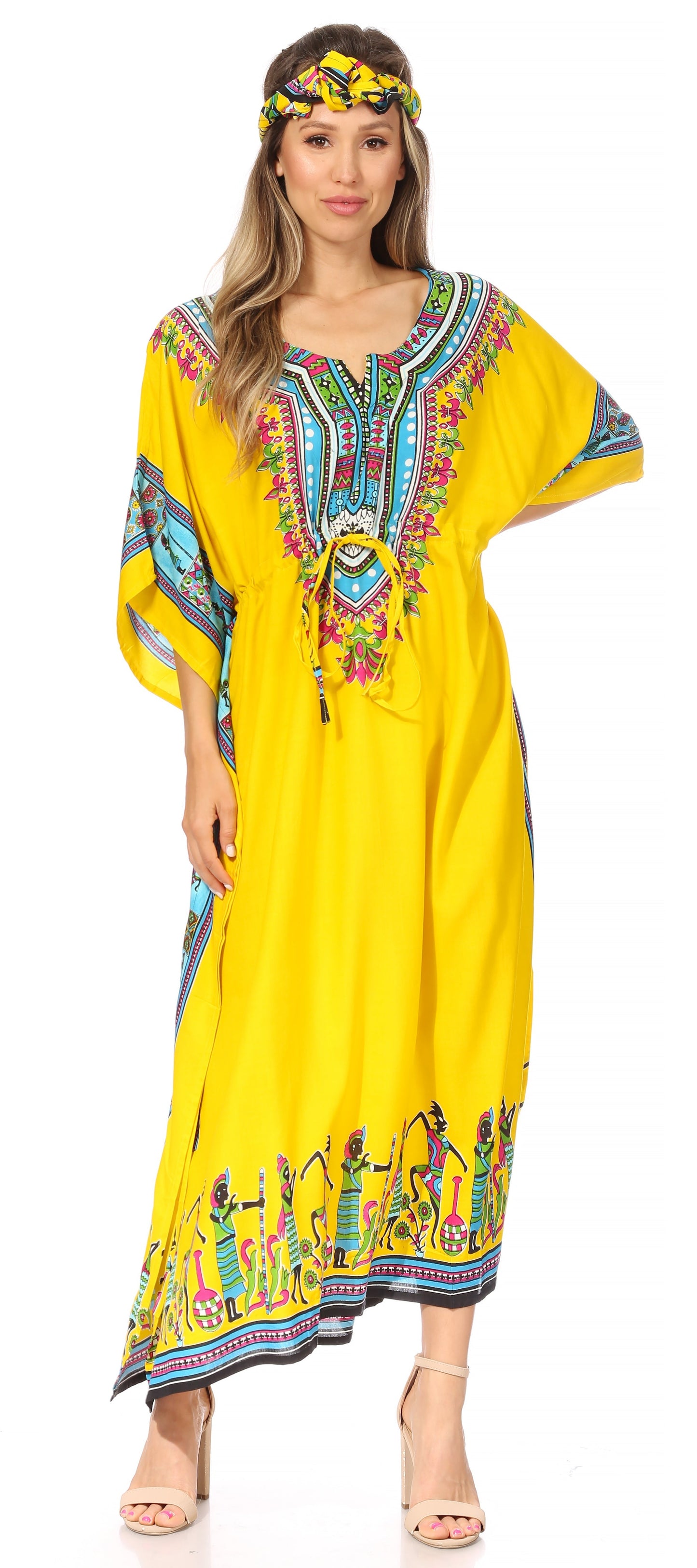 Sakkas Mera Women's Long Loose Short Sleeve Summer Casual Caftan Kaftan Dress - Concordia Style Boutique