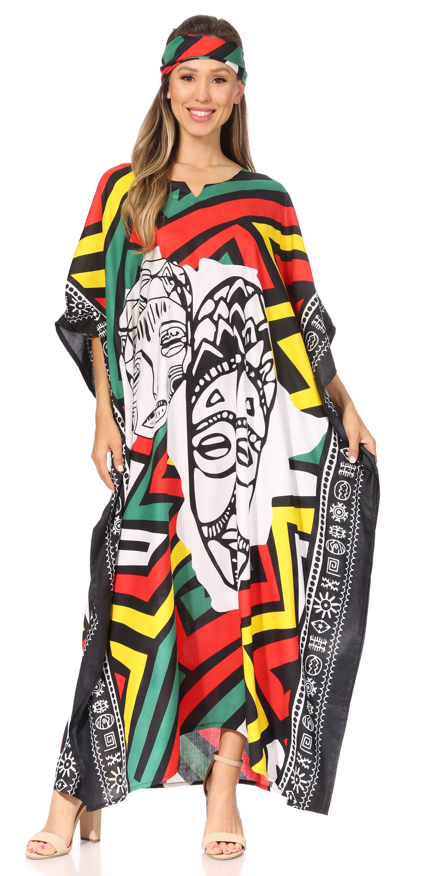 Sakkas Mera Women's Long Loose Short Sleeve Summer Casual Caftan Kaftan Dress - Concordia Style Boutique