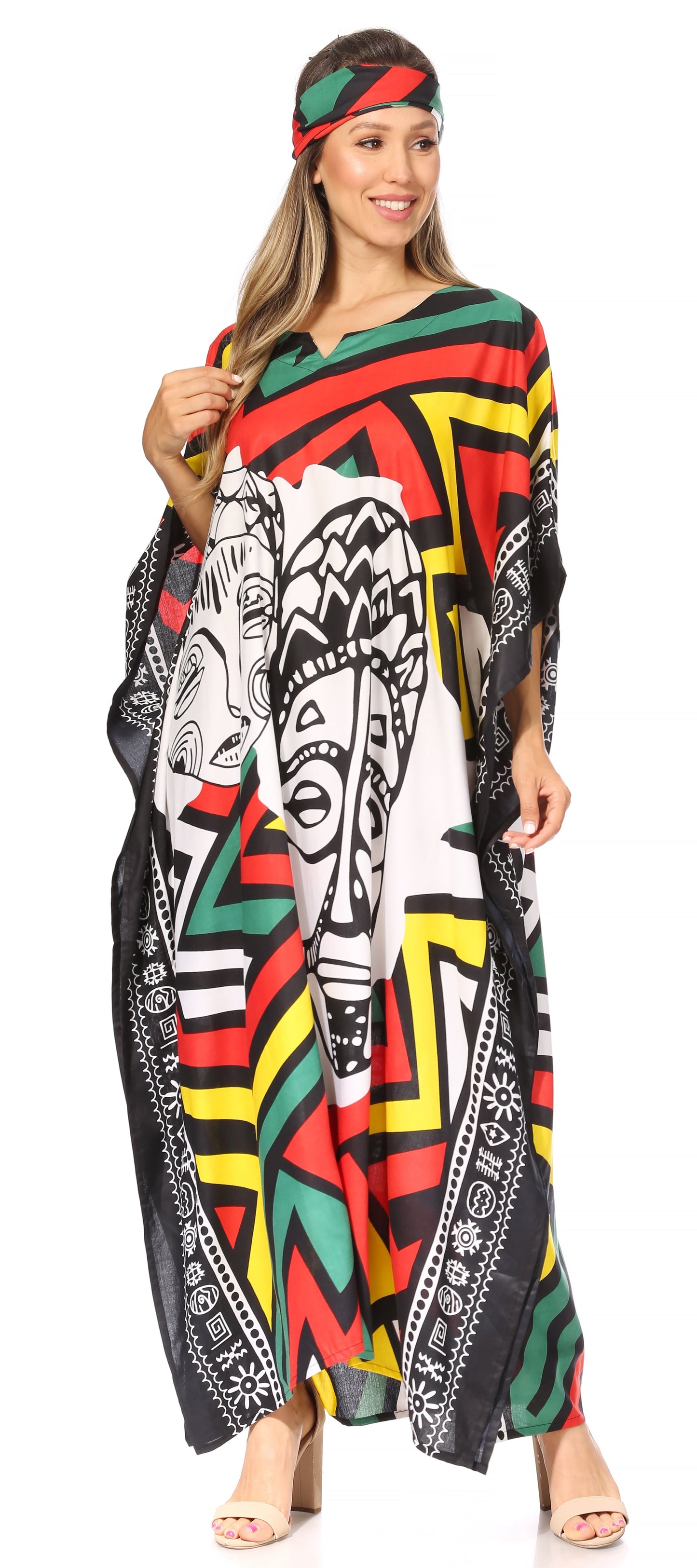 Sakkas Mera Women's Long Loose Short Sleeve Summer Casual Caftan Kaftan Dress - Concordia Style Boutique