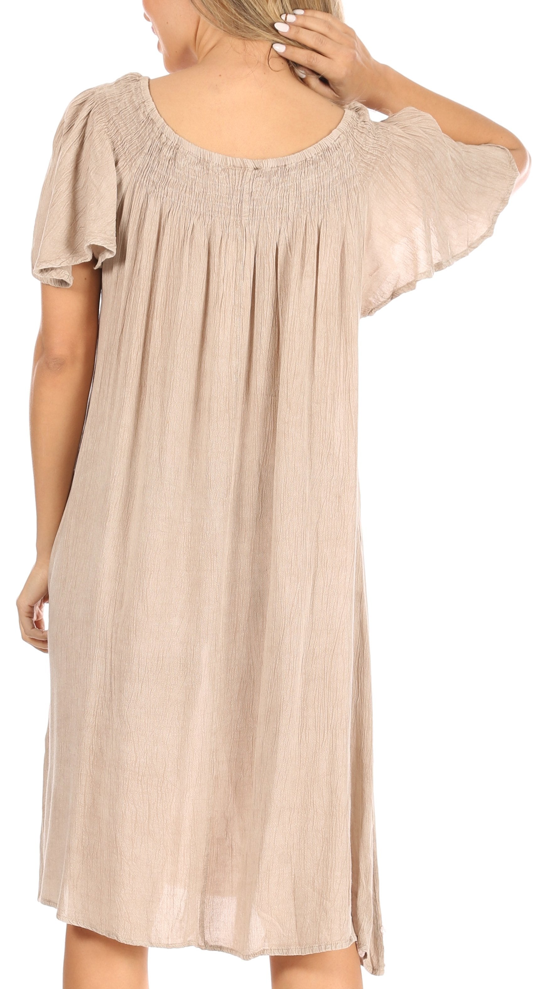 Sakkas Desma Women Casual Loose Summer off Shoulder Midi Boho Dress Cover-up - Concordia Style Boutique