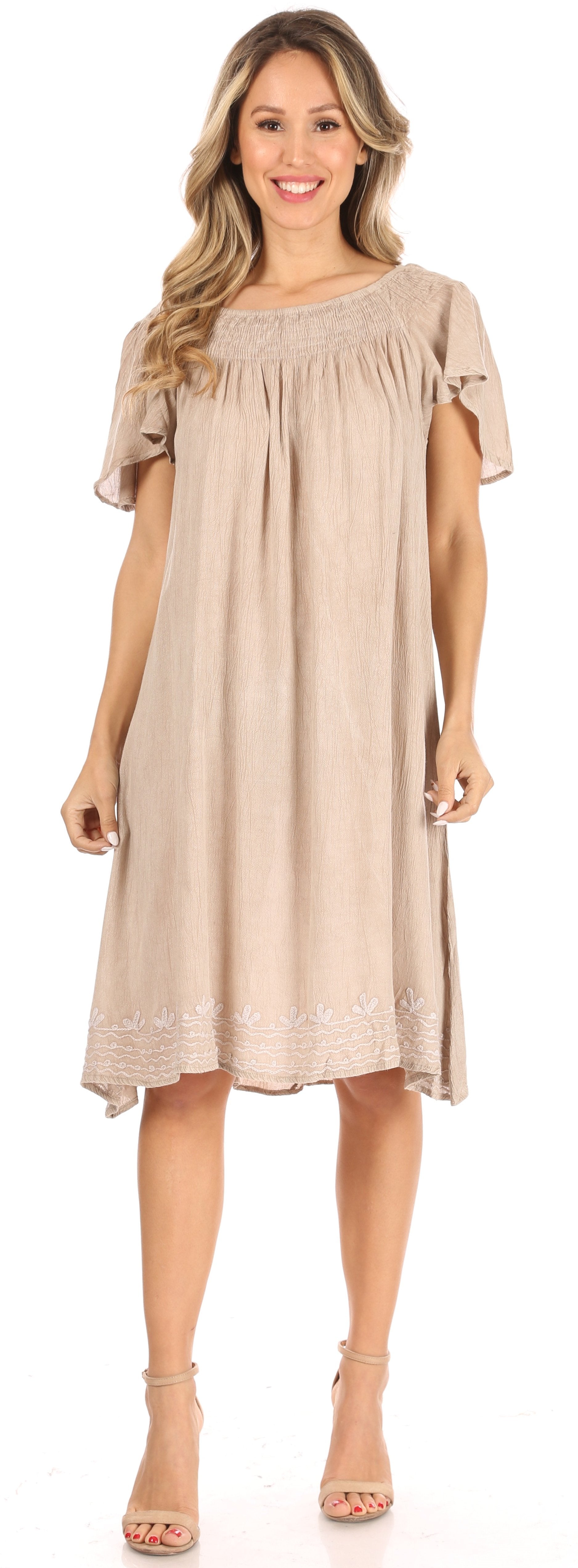 Sakkas Desma Women Casual Loose Summer off Shoulder Midi Boho Dress Cover-up - Concordia Style Boutique