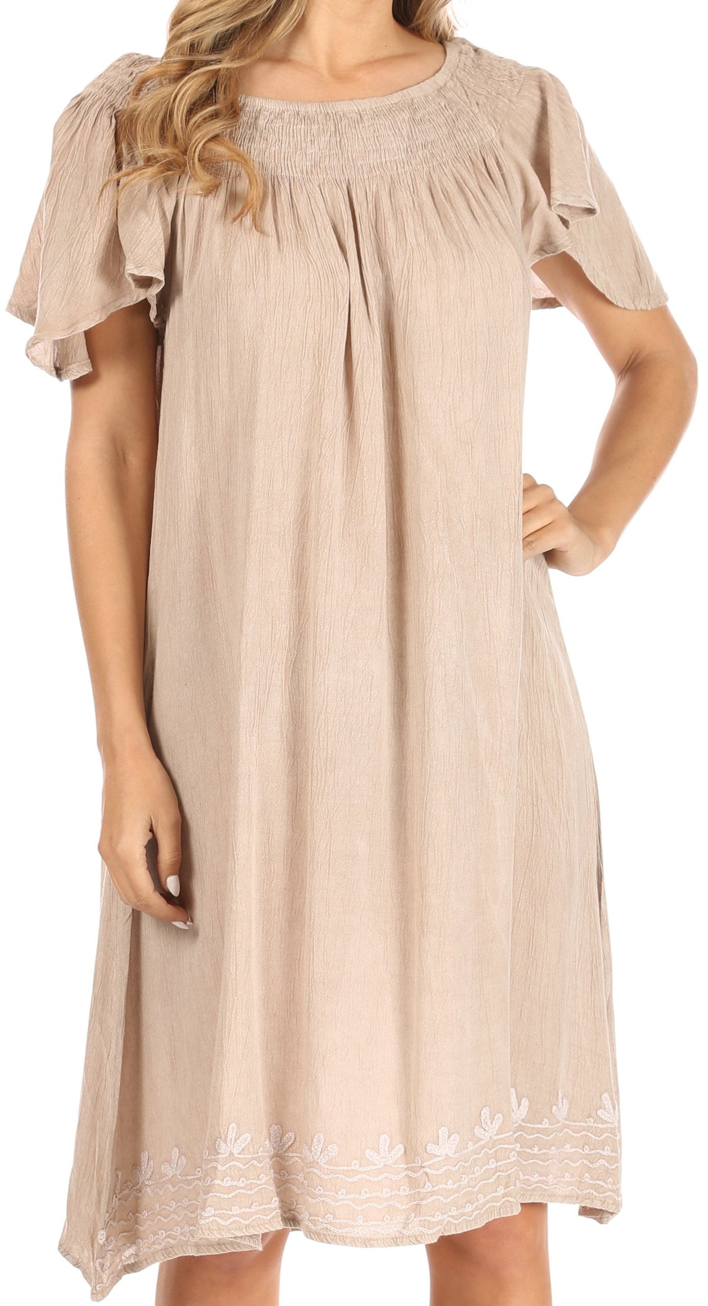 Sakkas Desma Women Casual Loose Summer off Shoulder Midi Boho Dress Cover-up - Concordia Style Boutique
