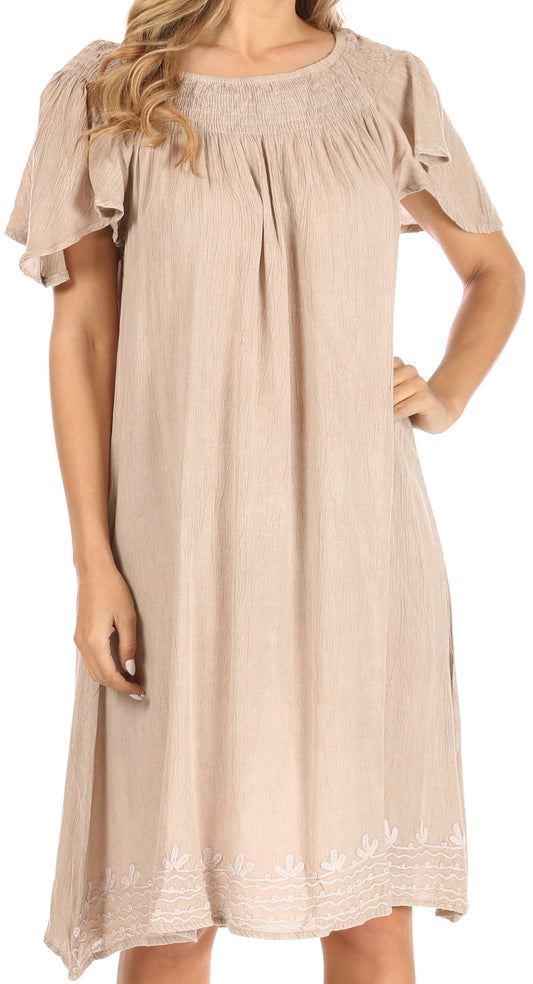 Sakkas Desma Women Casual Loose Summer off Shoulder Midi Boho Dress Cover-up - Concordia Style Boutique
