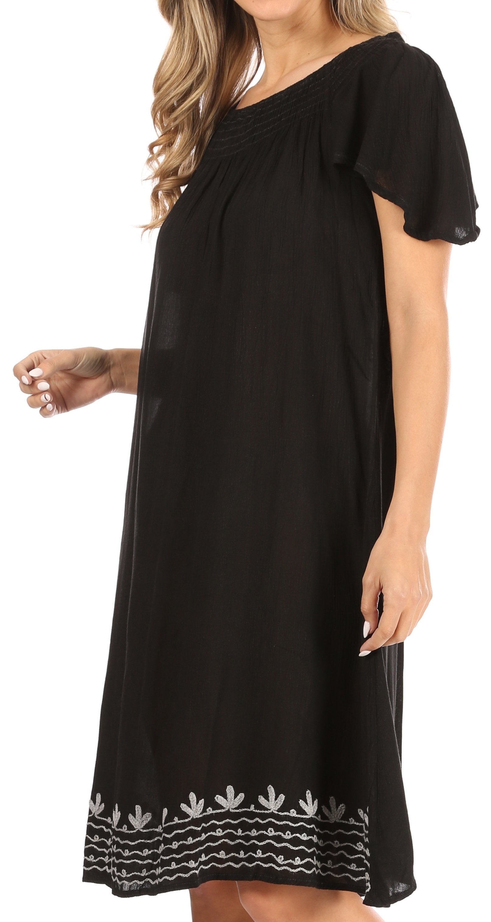 Sakkas Desma Women Casual Loose Summer off Shoulder Midi Boho Dress Cover-up - Concordia Style Boutique