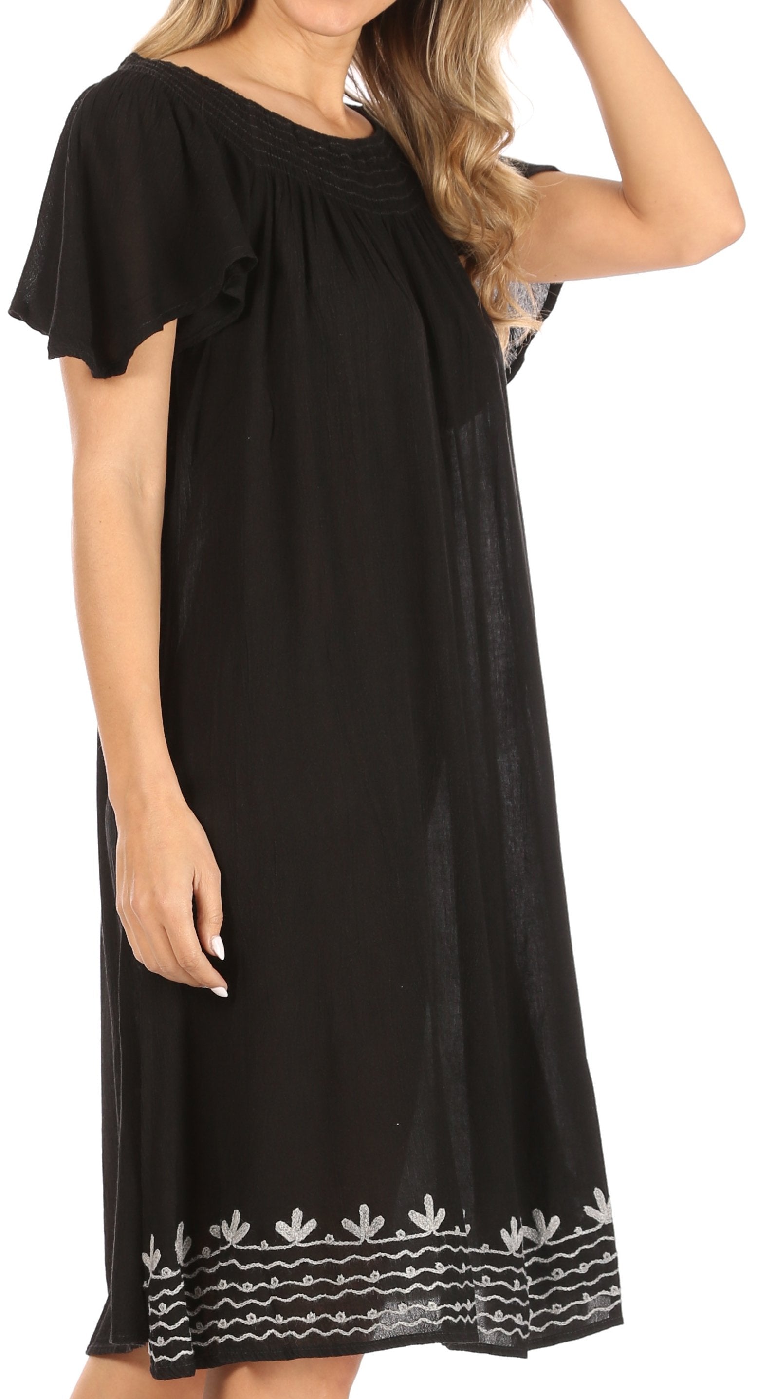 Sakkas Desma Women Casual Loose Summer off Shoulder Midi Boho Dress Cover-up - Concordia Style Boutique