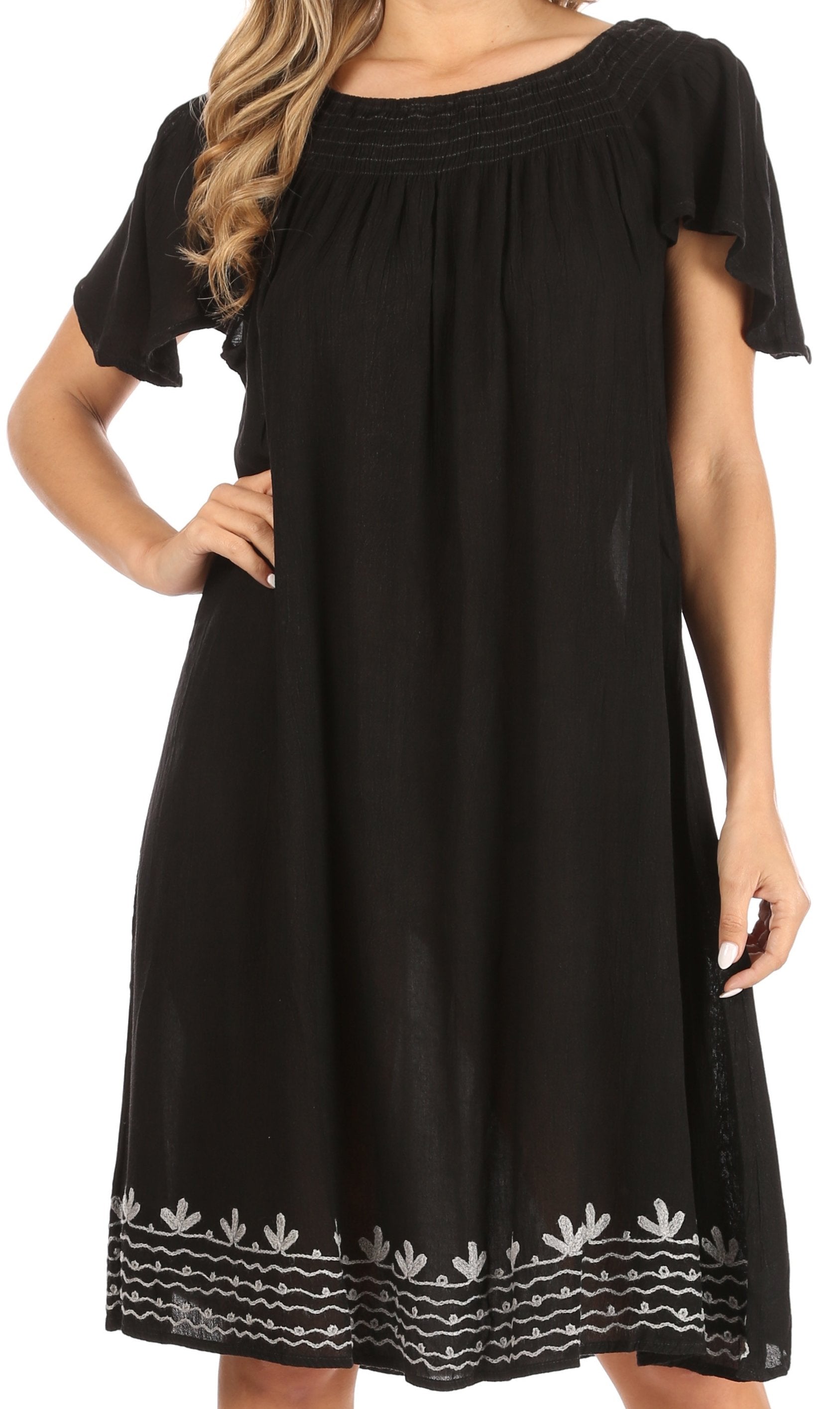 Sakkas Desma Women Casual Loose Summer off Shoulder Midi Boho Dress Cover-up - Concordia Style Boutique