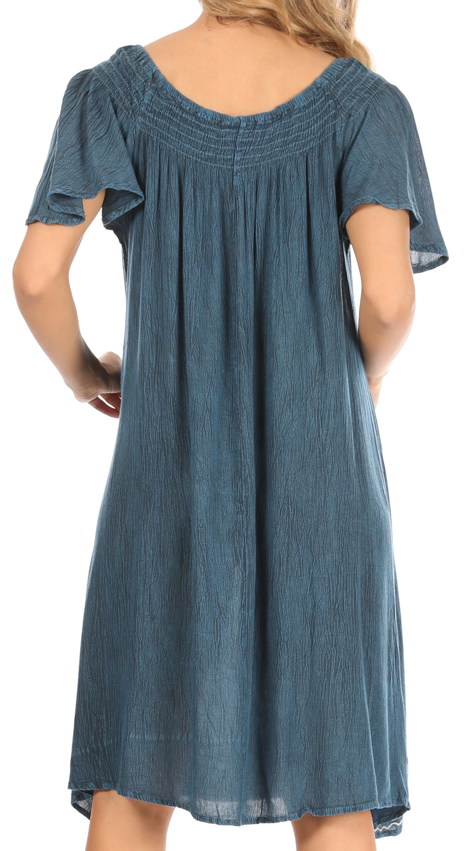 Sakkas Desma Women Casual Loose Summer off Shoulder Midi Boho Dress Cover-up - Concordia Style Boutique